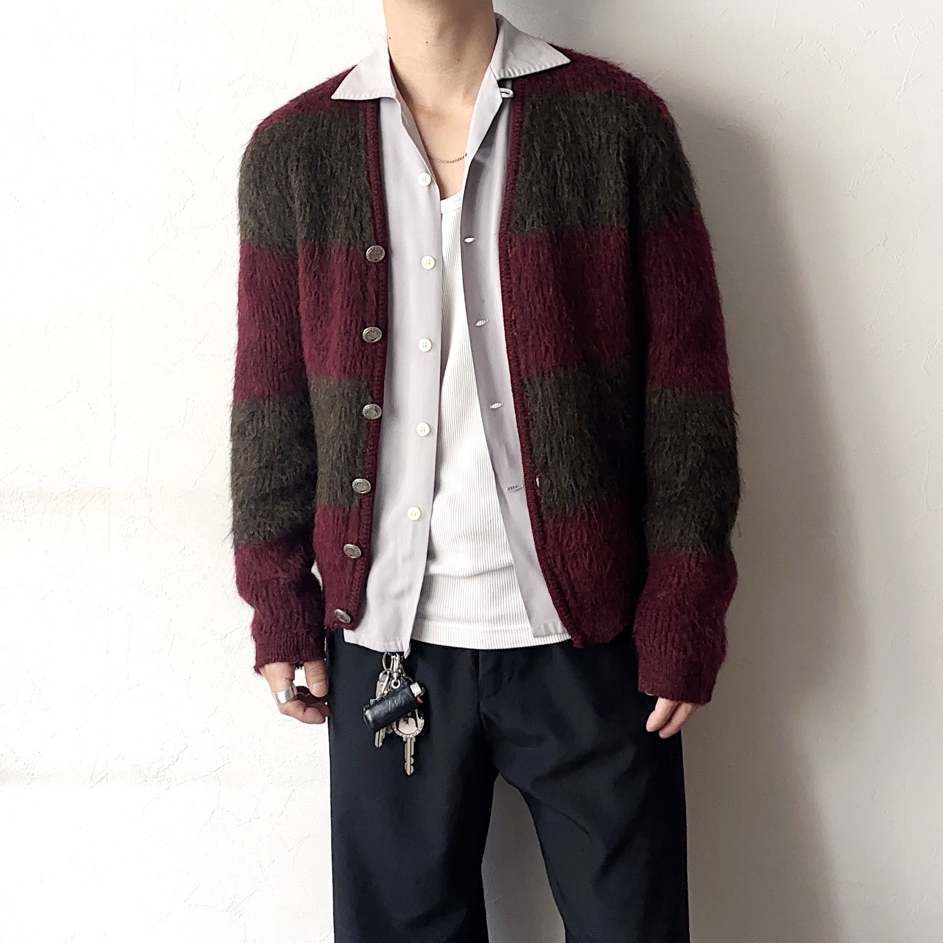 Vintage 60's【TOWNCRAFT】Striped Mohair Cardigan の画像 3