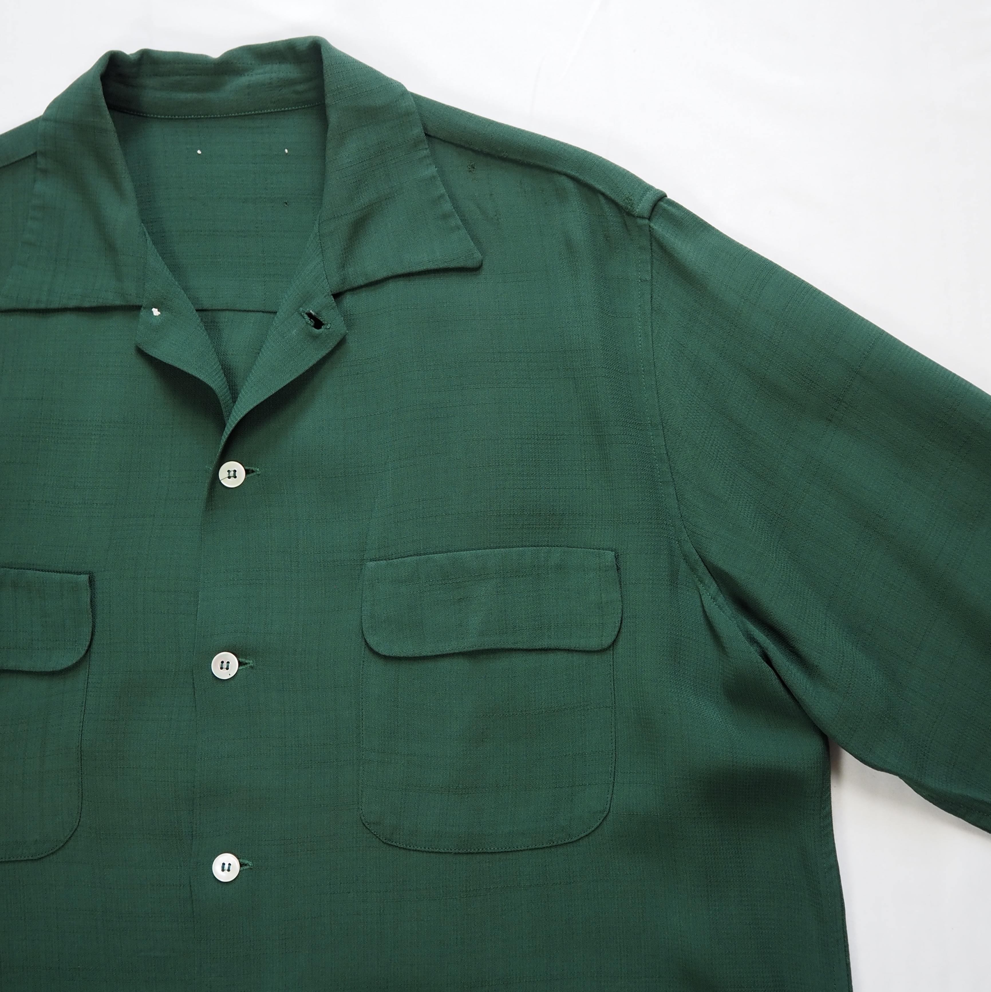 50’s レーヨンシャツ グリーン シェルボタン Lサイズ の画像 11