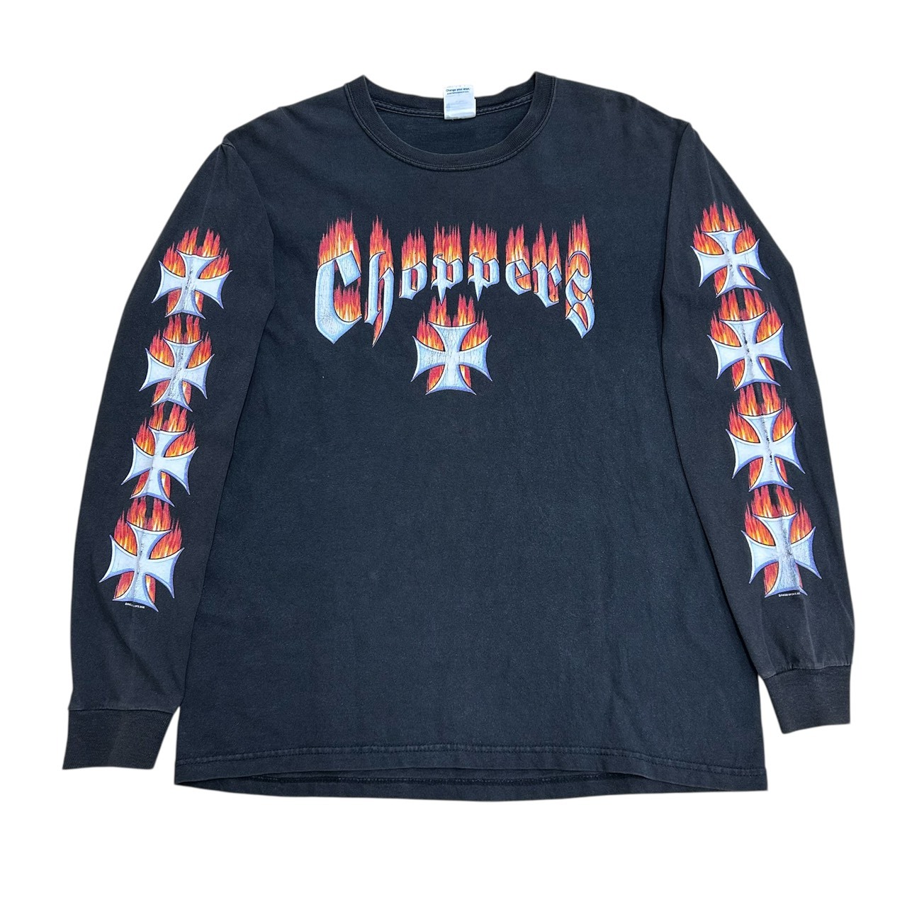 West Coast Choppers Flame Cross Long Sleeve T-Shirt Black DELTA Body M
