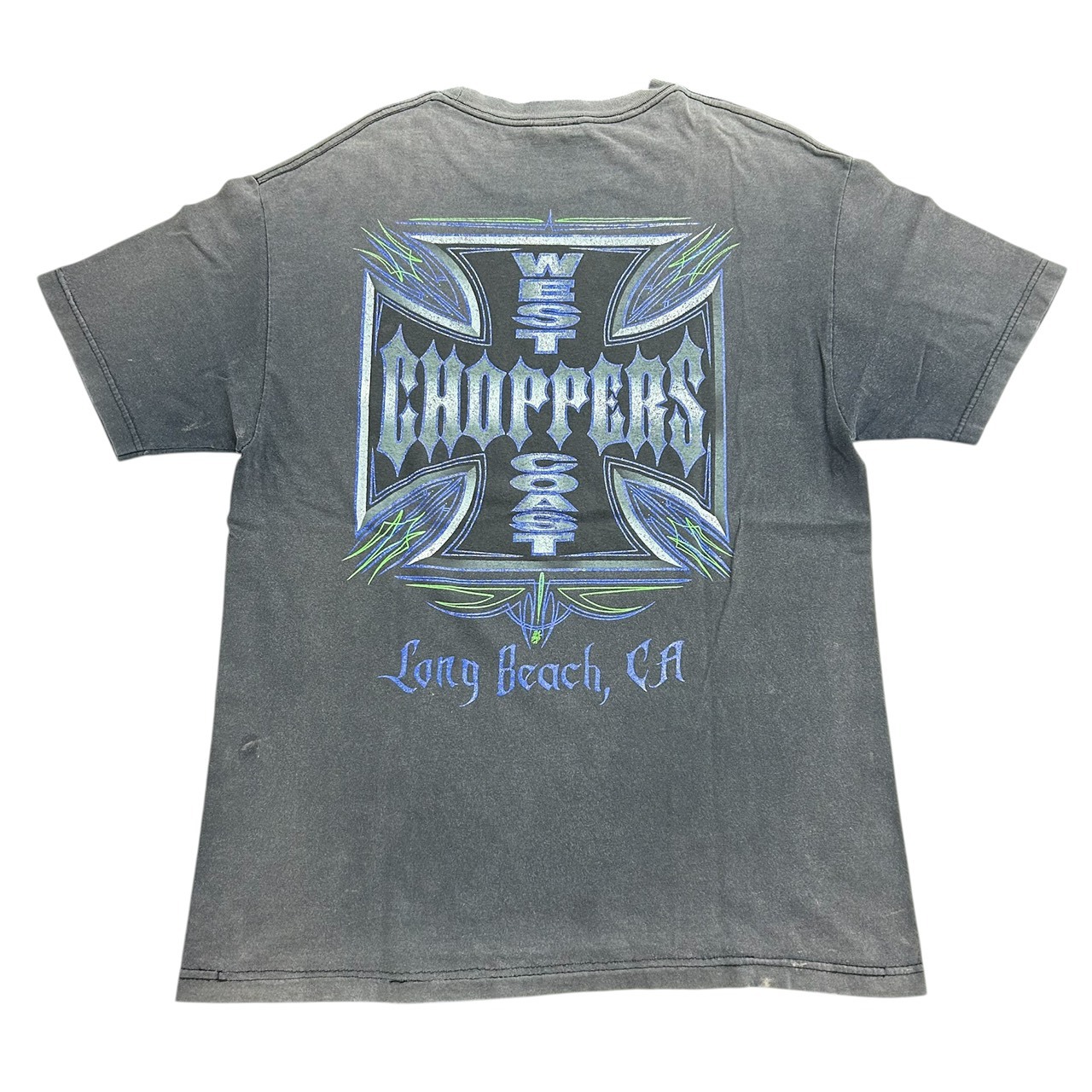 00s West Coast Choppers Iron Cross Fade T-Shirt Distressed L の画像 2