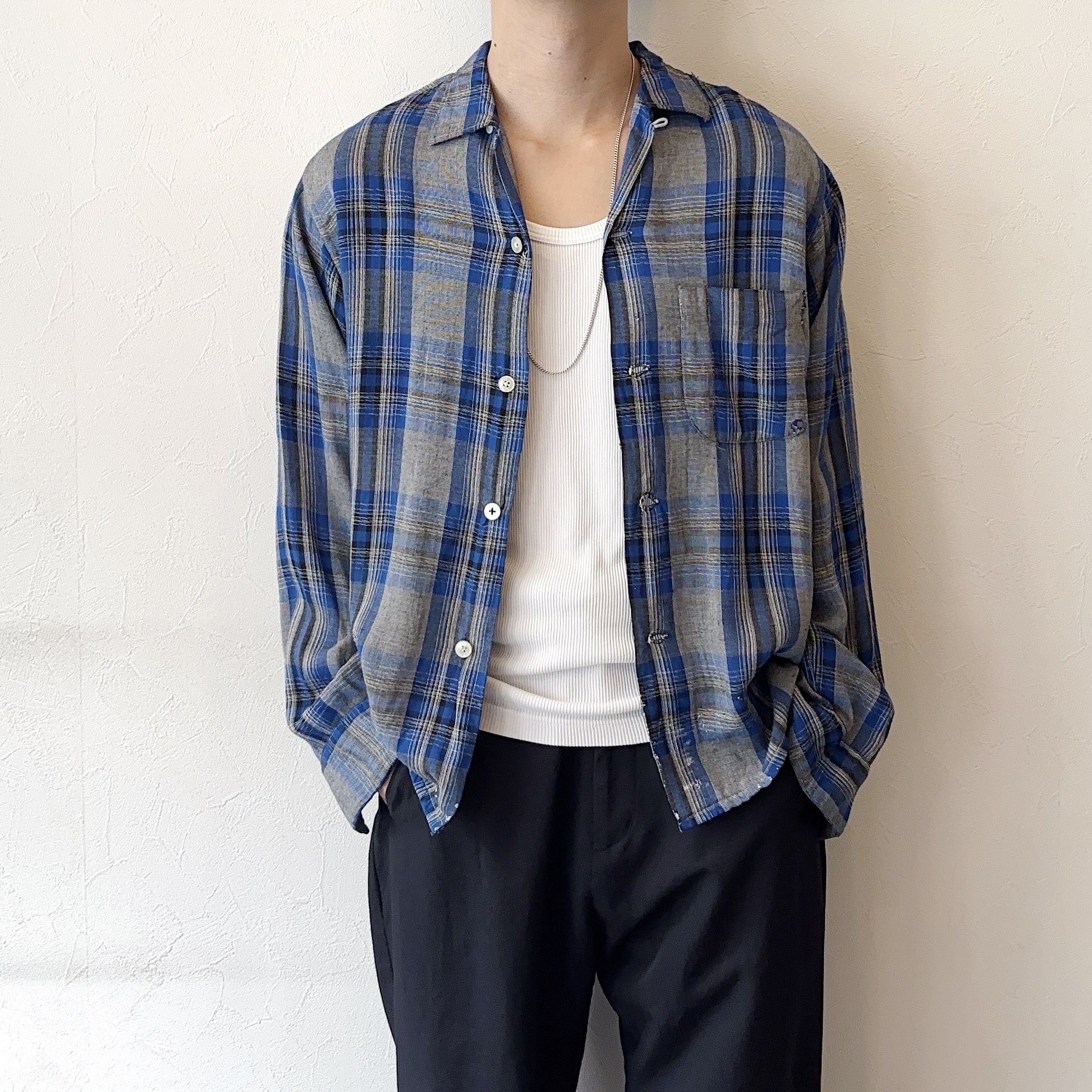 Vintage 60's【Arc de Triomphe by E&W】Ombre Check Rayon Shirt の画像 3