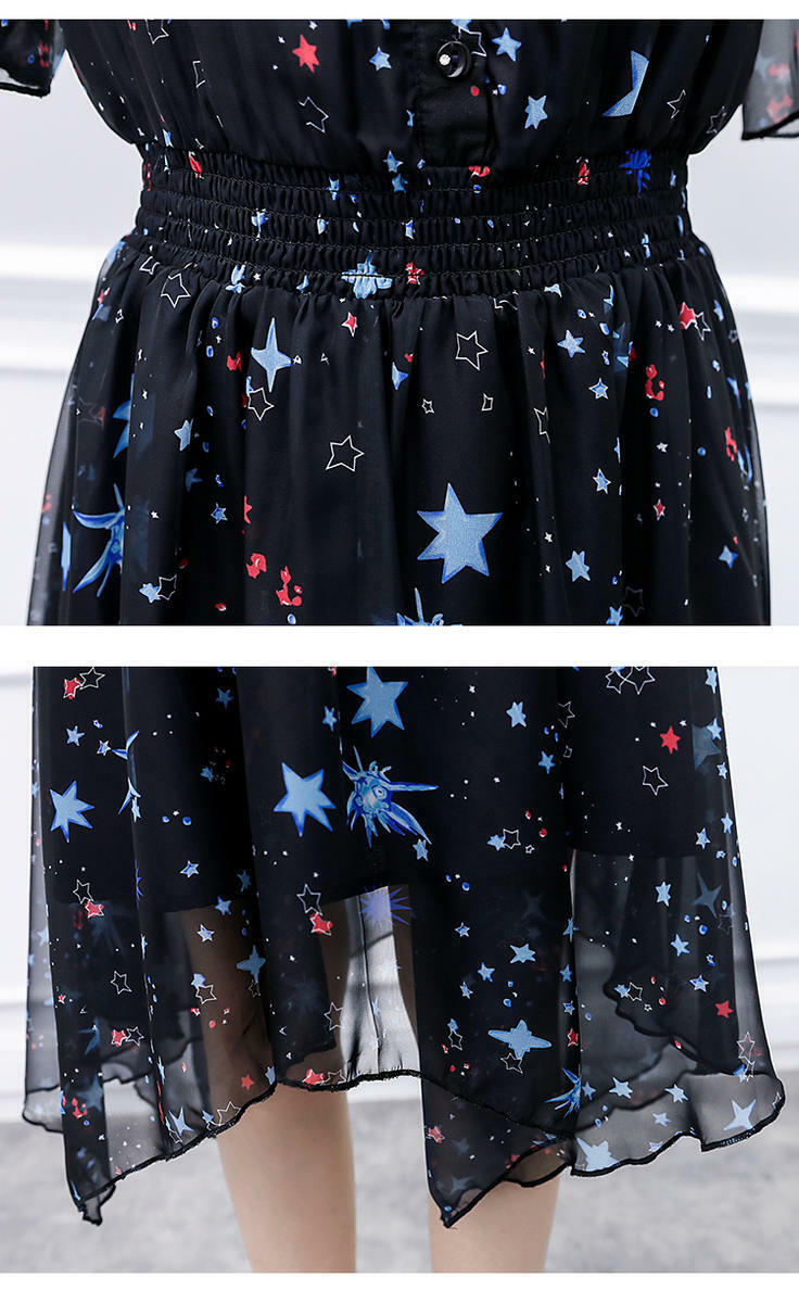 送料無料 シフォンワンピース 宇宙柄 星柄 シフォン ランダム裾 半袖 フェミニン 透け素材 ミモレ丈 ウエストゴム ハイウエスト Op 056nm ワンピースコーデのお店 Flower Silhouette 送料無料 シフォンワンピース 宇宙柄 星柄 シフォン ランダム裾 半袖 フェミニン 透け素材 ミモレ丈 ウエストゴム ハイウエスト Op 056nm ワンピースコーデのお店 Flower Silhouette