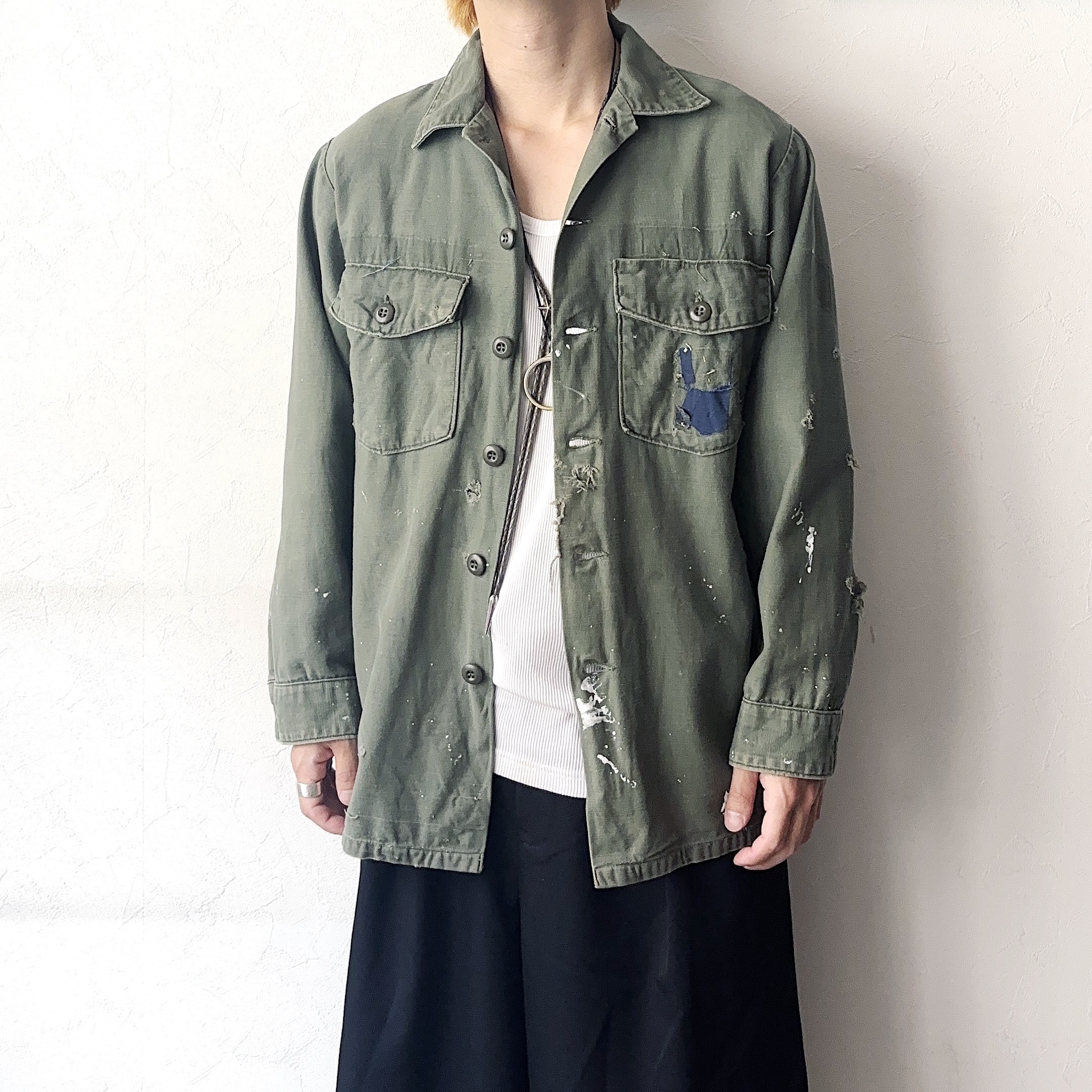 Vintage 70's【GLENN BERRY MFRS., INC.】US ARMY OG-107 Grunge Utility Shirt の画像 3
