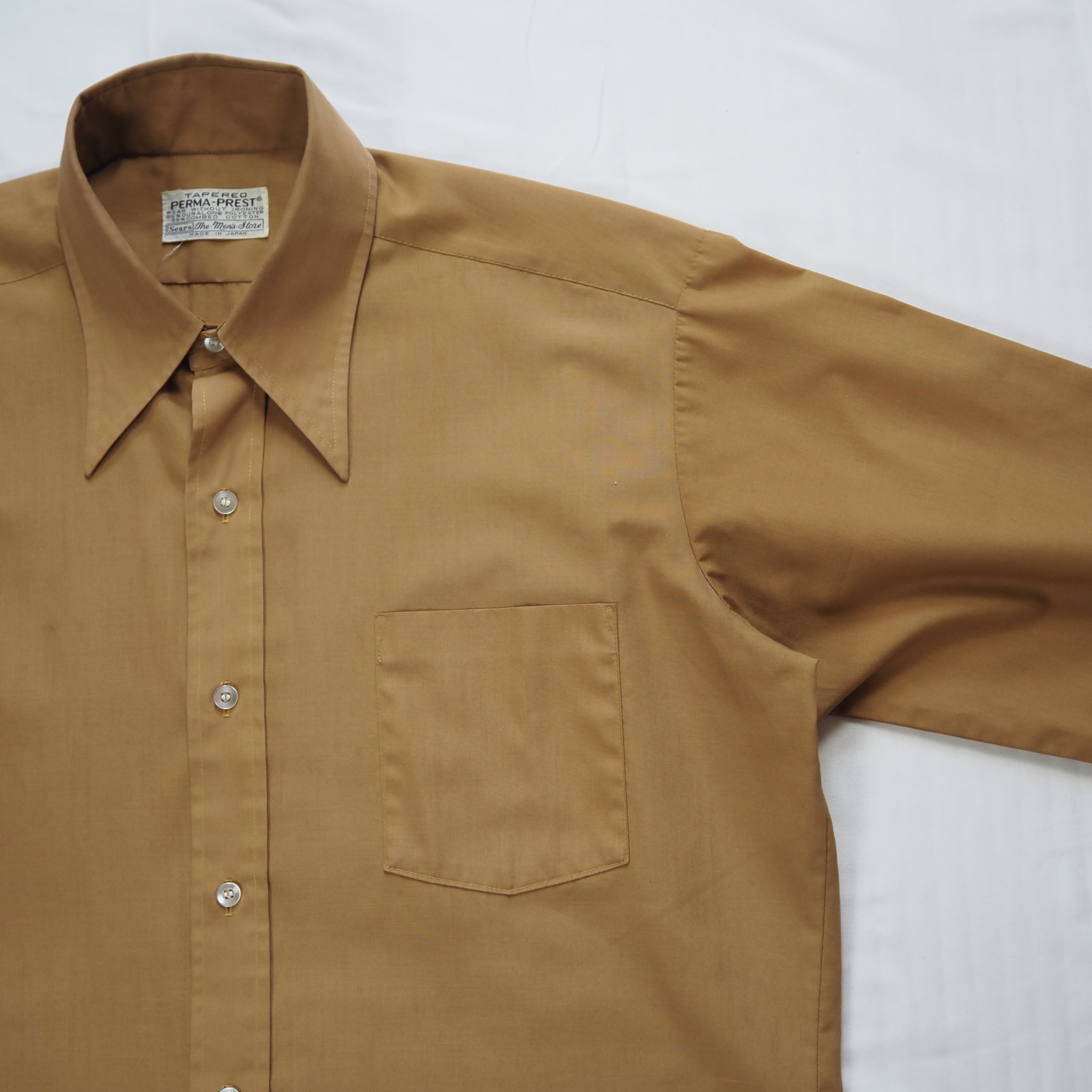 70’s Sears ポリコットンシャツ ブラウン 日本製 の画像 8
