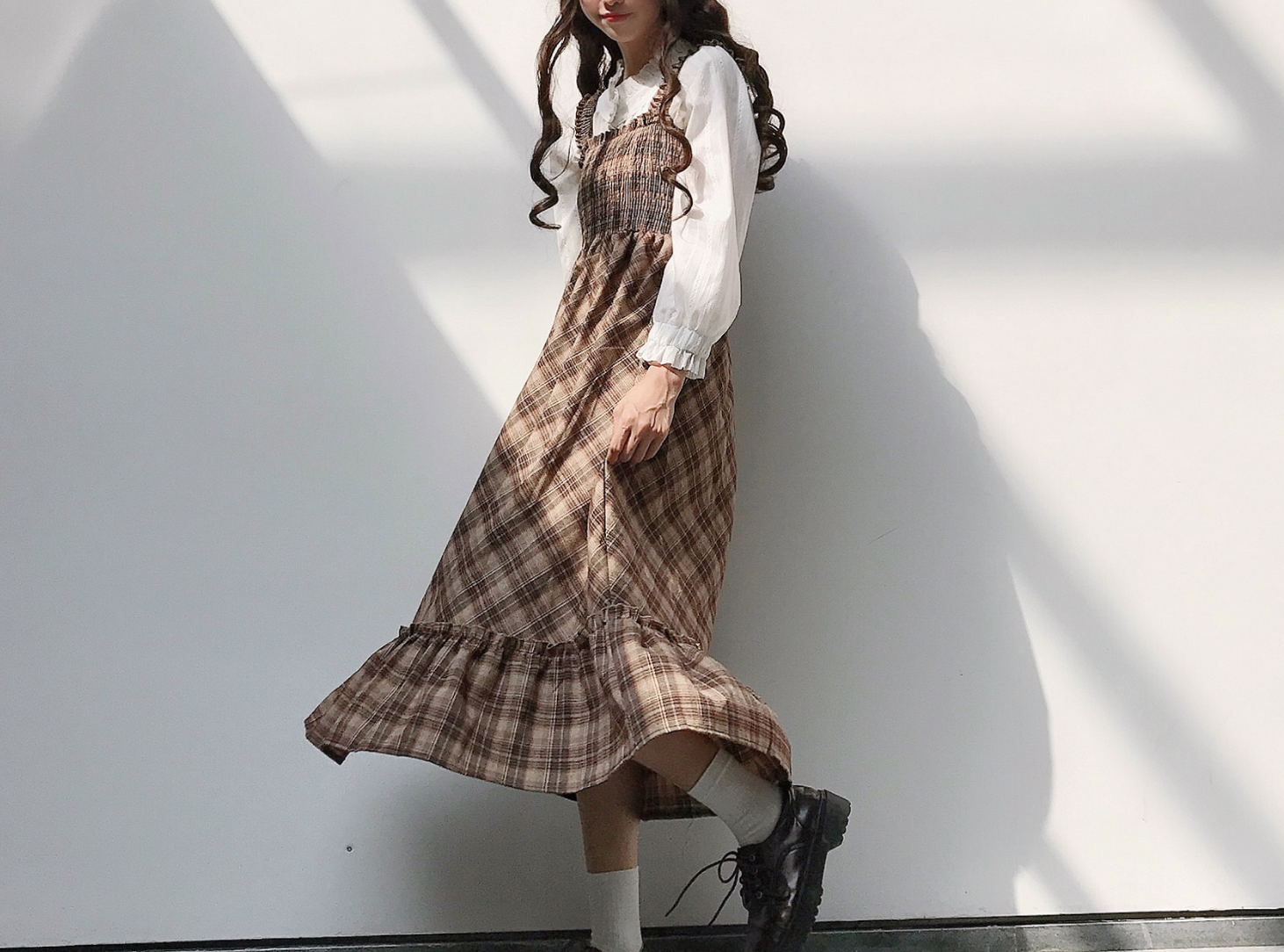 ガーリー セットアップ チェック 秋 シンプル ワンピース かわいい フリル ゆめかわ ラブリー 韓国ファッション 378 Sweetly ガーリー セットアップ チェック 秋 シンプル ワンピース かわいい フリル ゆめかわ ラブリー 韓国ファッション 378 Sweetly