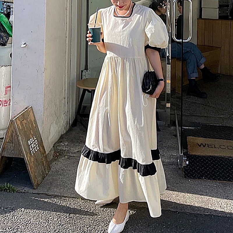 送料無料 2色 ワンピース レディース ロングワンピ ロングスカート ミモレ丈 裾フレア パフスリーブ スクエアネック ギャザー おしゃれ 大人可愛い 半袖 フレアワンピース 個性的 レトロ ガーリー ゆったり 襟なし 華やか クリーム色 水色 ライトブルー バイカラー 送料無料 2色 ワンピース レディース ロングワンピ ロングスカート ミモレ丈 裾フレア パフスリーブ スクエアネック ギャザー おしゃれ 大人可愛い 半袖 フレアワンピース 個性的 レトロ ガーリー ゆったり 襟なし 華やか クリーム色 水色 ライトブルー バイカラー