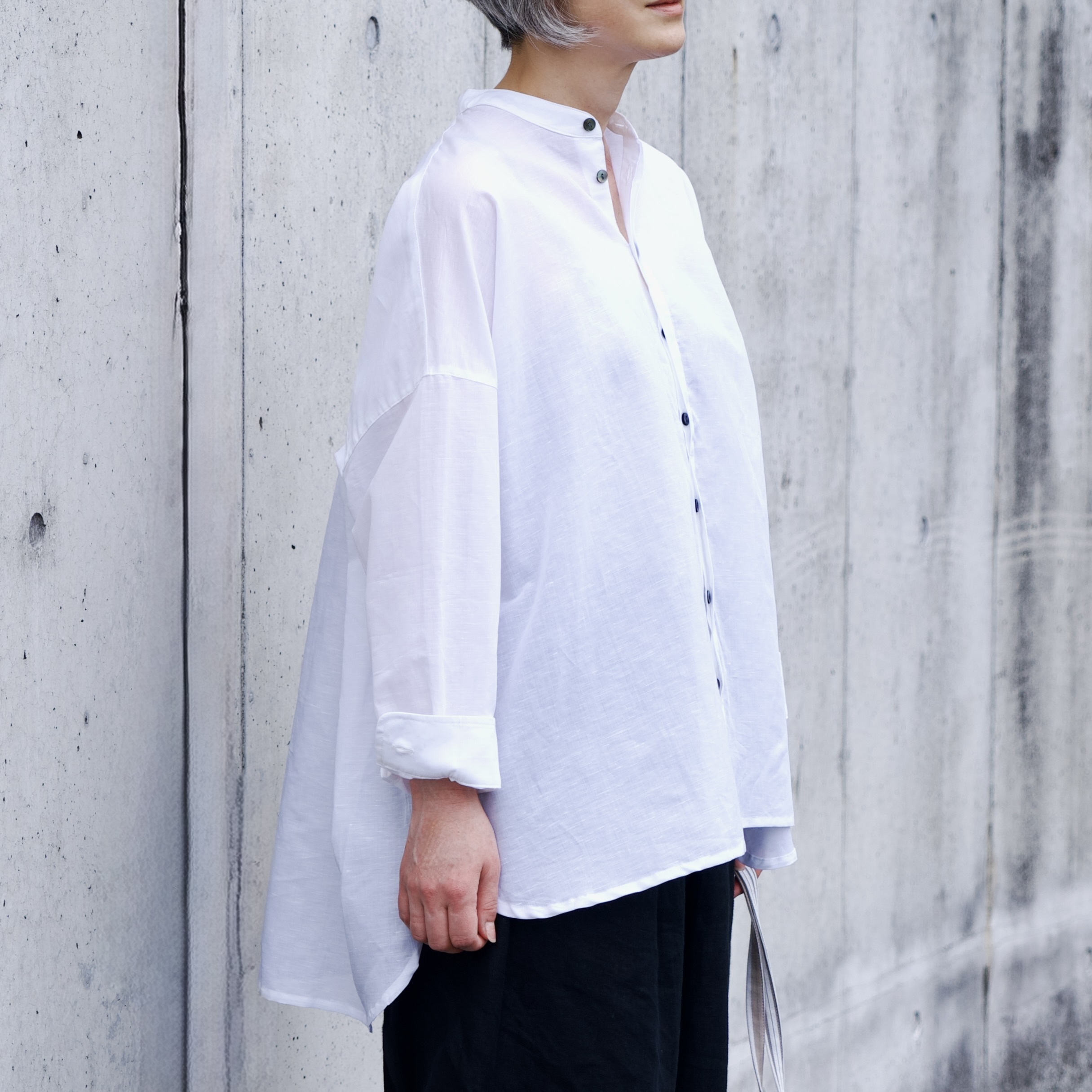 【26SS】Siipi Shirt : シーピシャツ <white/navy/oatmeal>  ＊Linen×Cotton