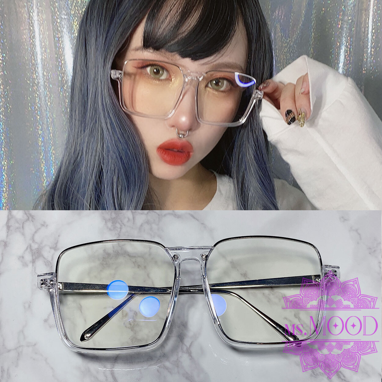 クリアサングラス 伊達メガネ Uvカット ウィッグショップ Ms Mood クリアサングラス 伊達メガネ Uvカット ウィッグショップ Ms Mood