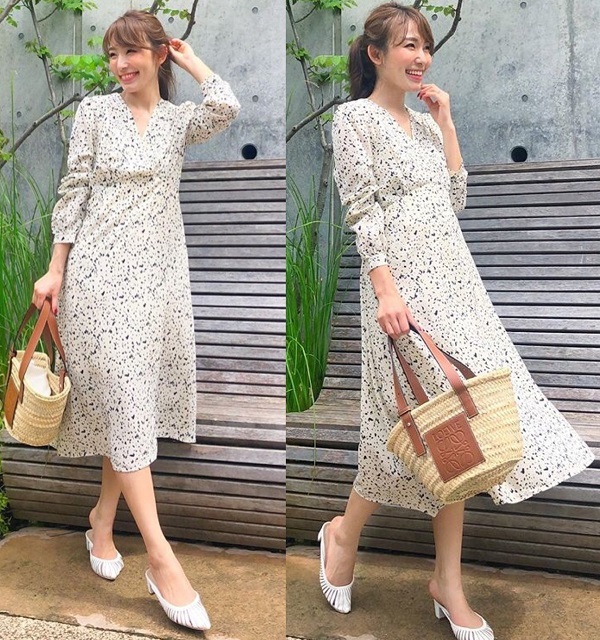 ダルメシアン柄ミモレ丈ワンピース D0026 real closet ダルメシアン柄ミモレ丈ワンピース D0026 real closet