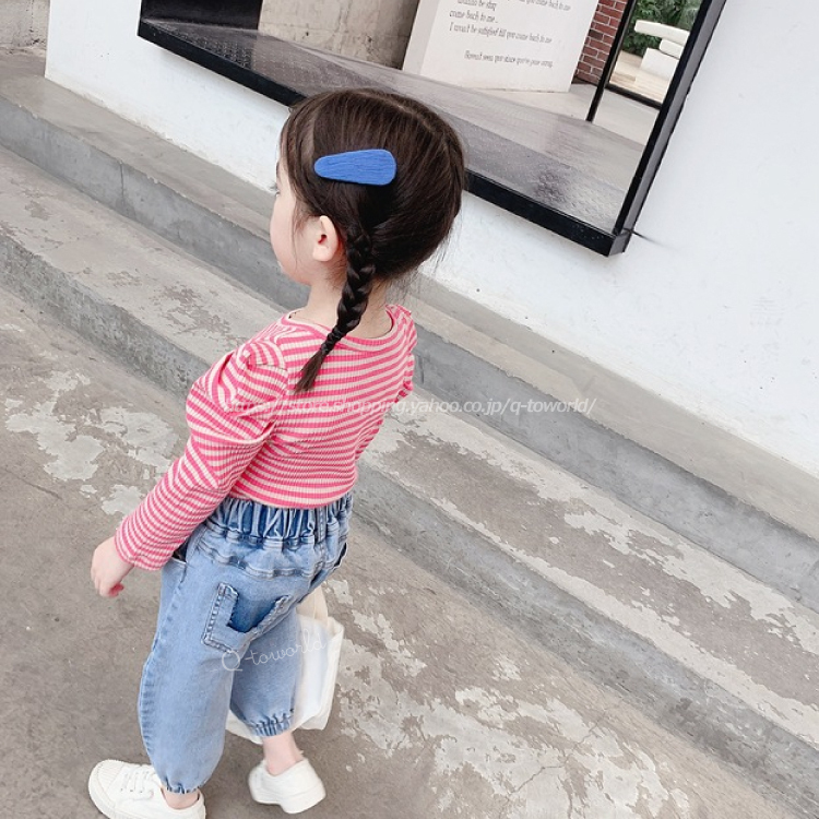 90 140 デニム パンツ ボトムス カラフルボタン 韓国版 韓国子供服 子供服 女の子 キッズ Q Toworld キュートワールド 子供服 メール便は何点でも送料の合計は280円