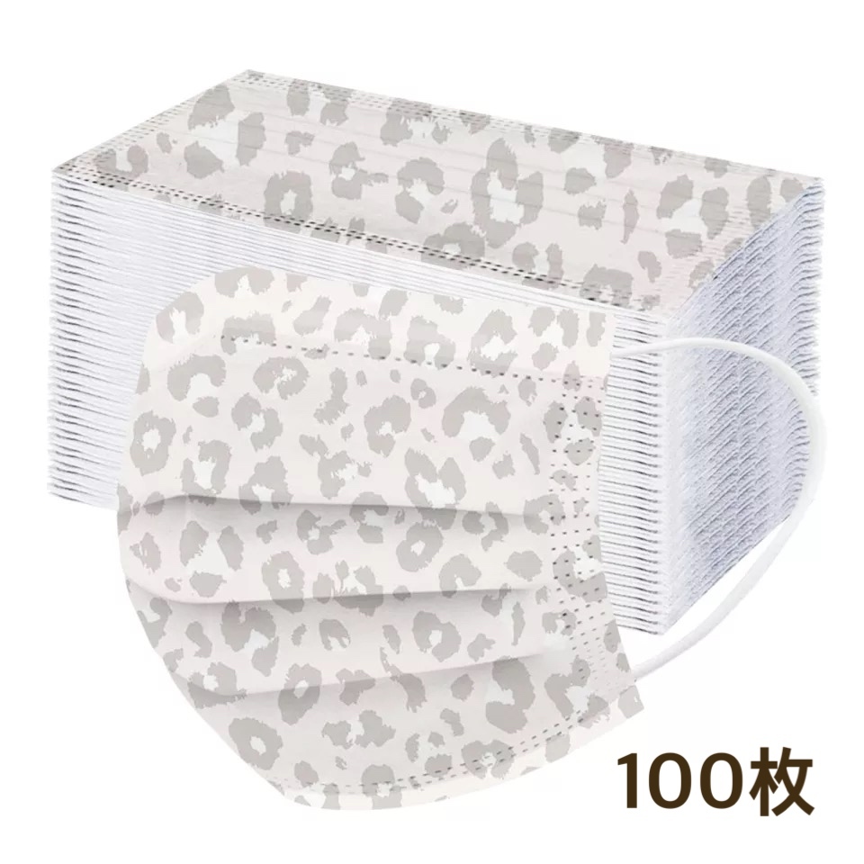 予約商品 送料無料 100枚入り ヒョウ柄 マスク アダルト レディース 使い捨てマスク 不織布 Selectshop Aya