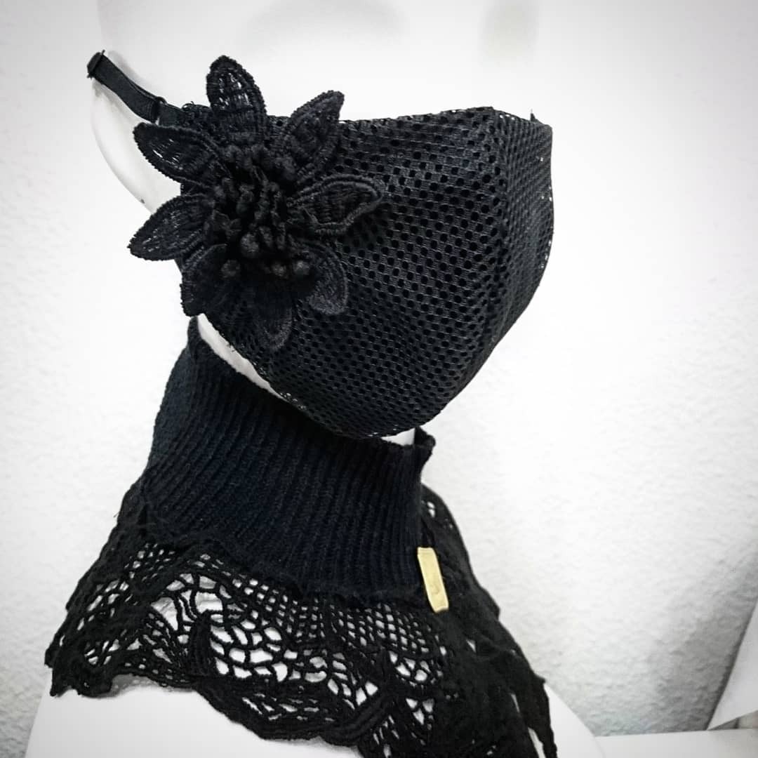 涼しい夏用のお洒落マスク メッシュ黒 Yuu ユウのお店