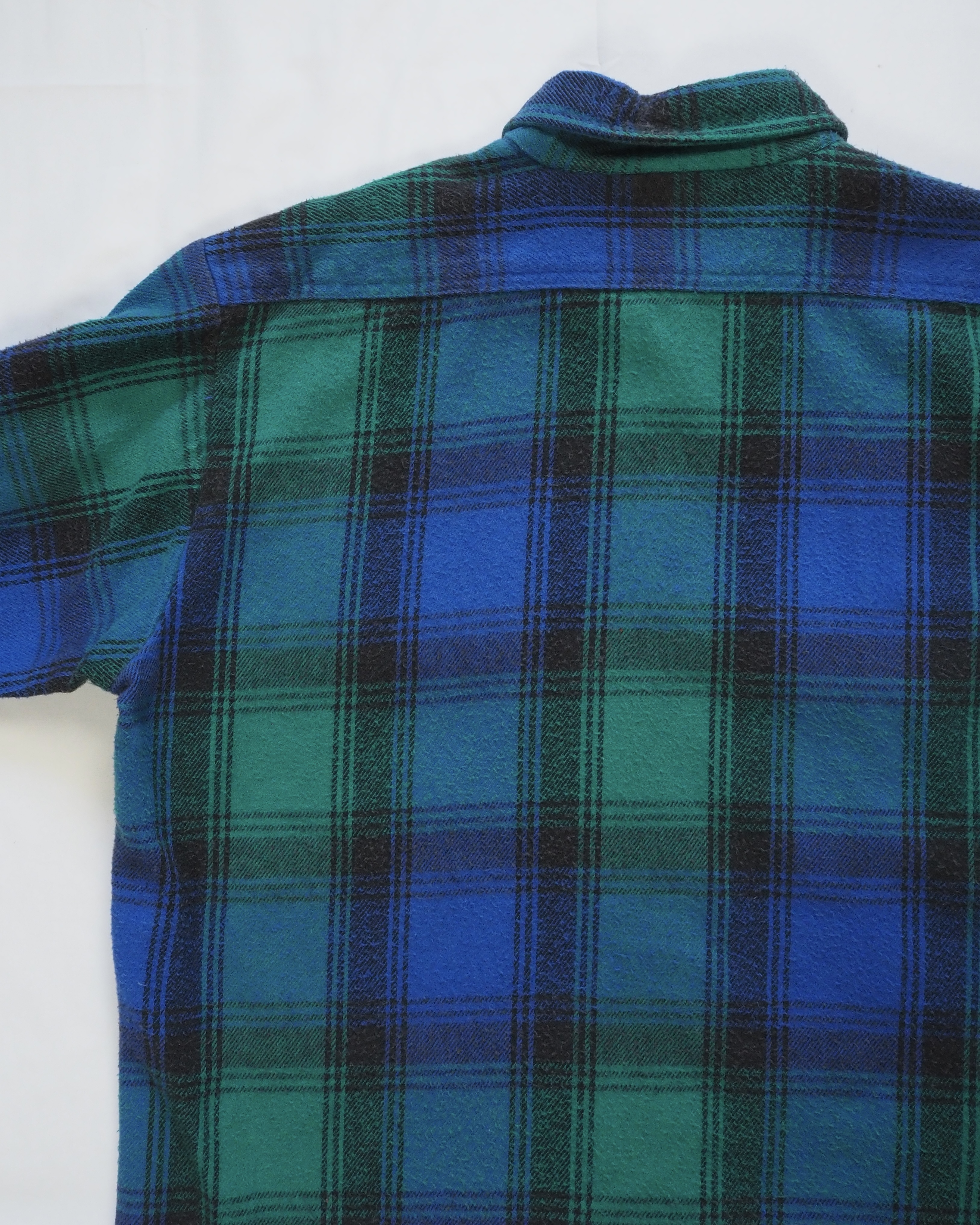 80’s Fivebrother ヘヴィフランネルシャツ Lサイズ ブルー×グリーン の画像 12