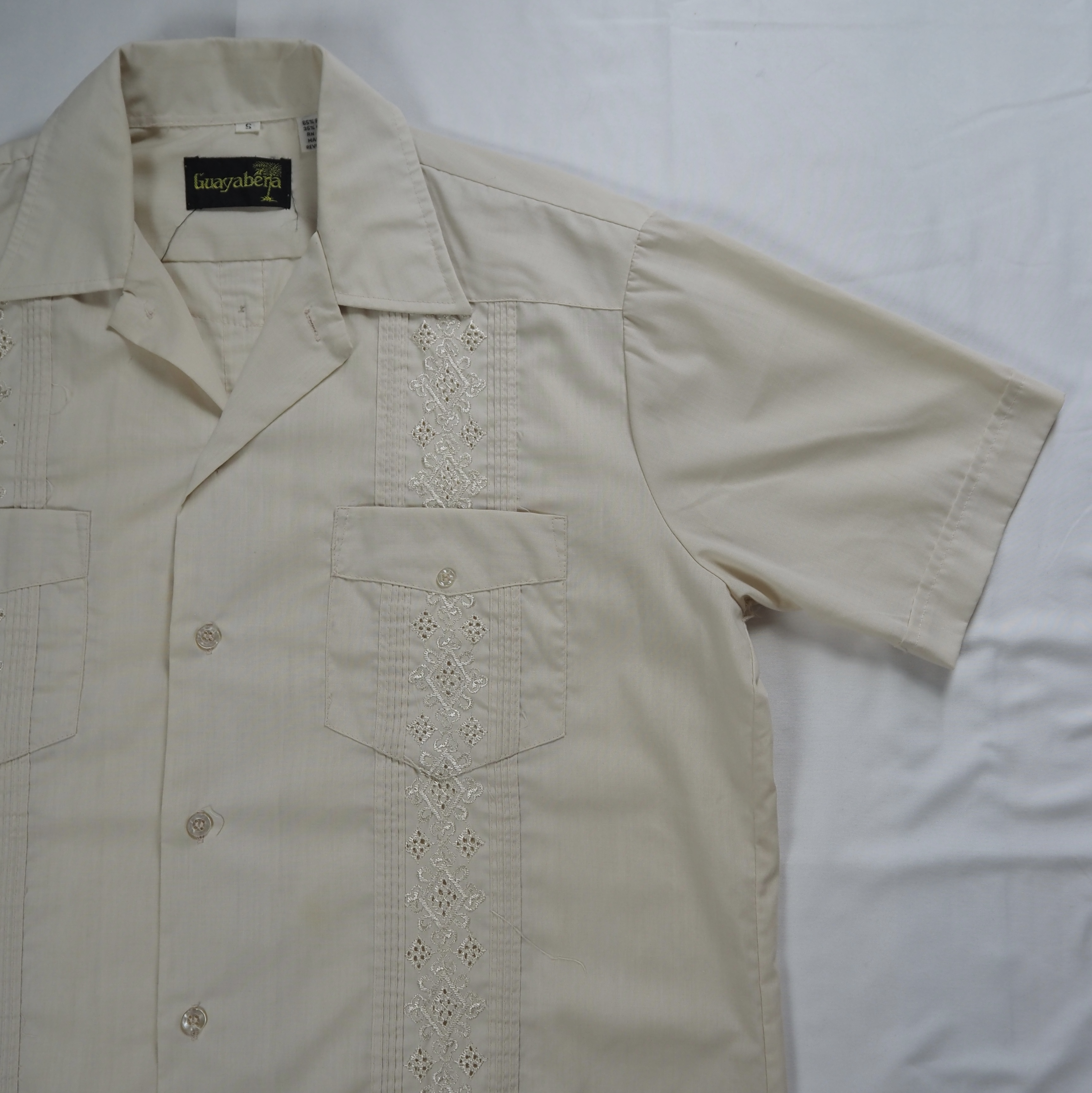 80’s-90’s Guayabera キューバシャツ Sサイズ ベージュ の画像 5