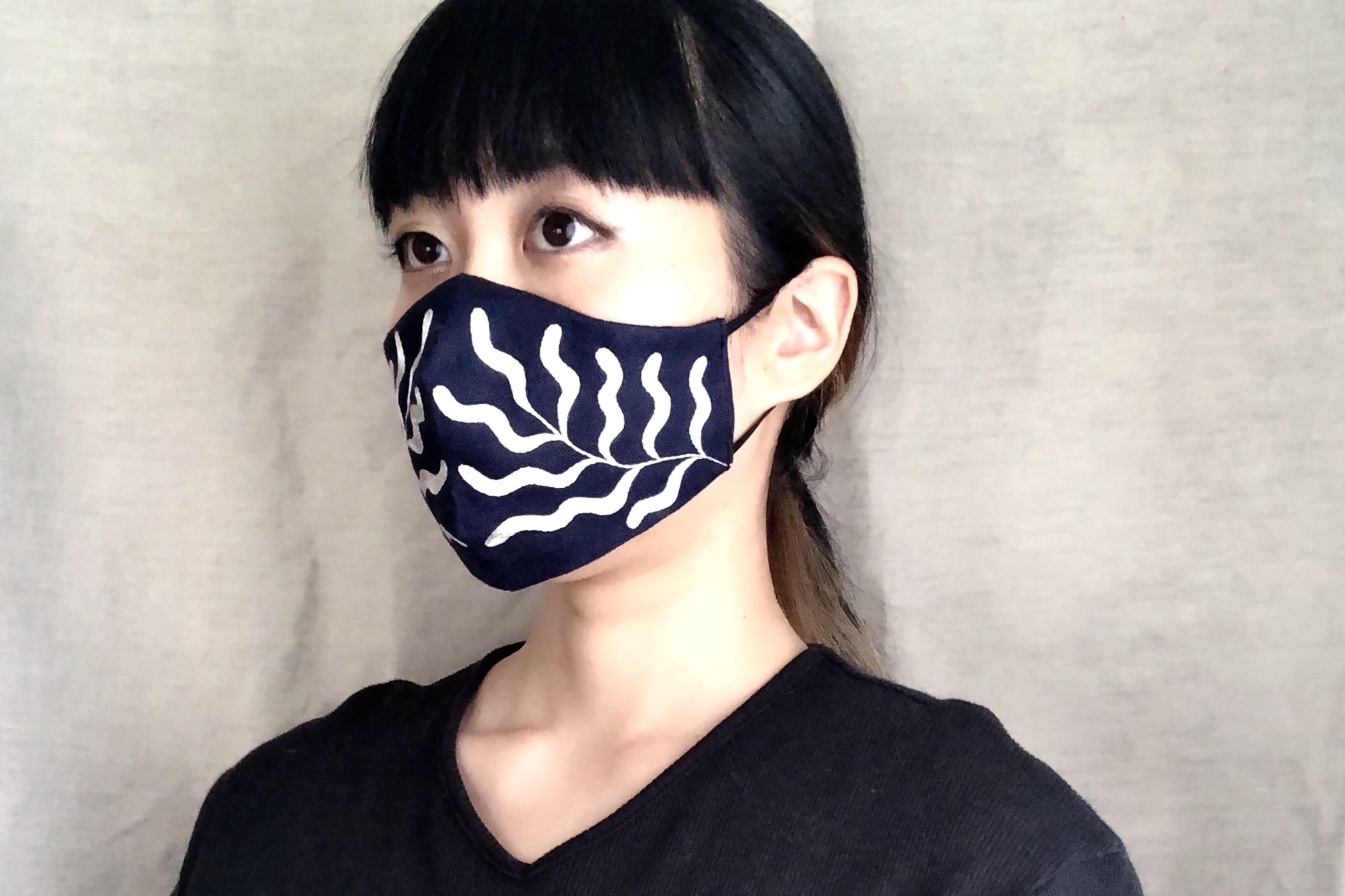 【刺繍マスク】 "Sea plant-white"