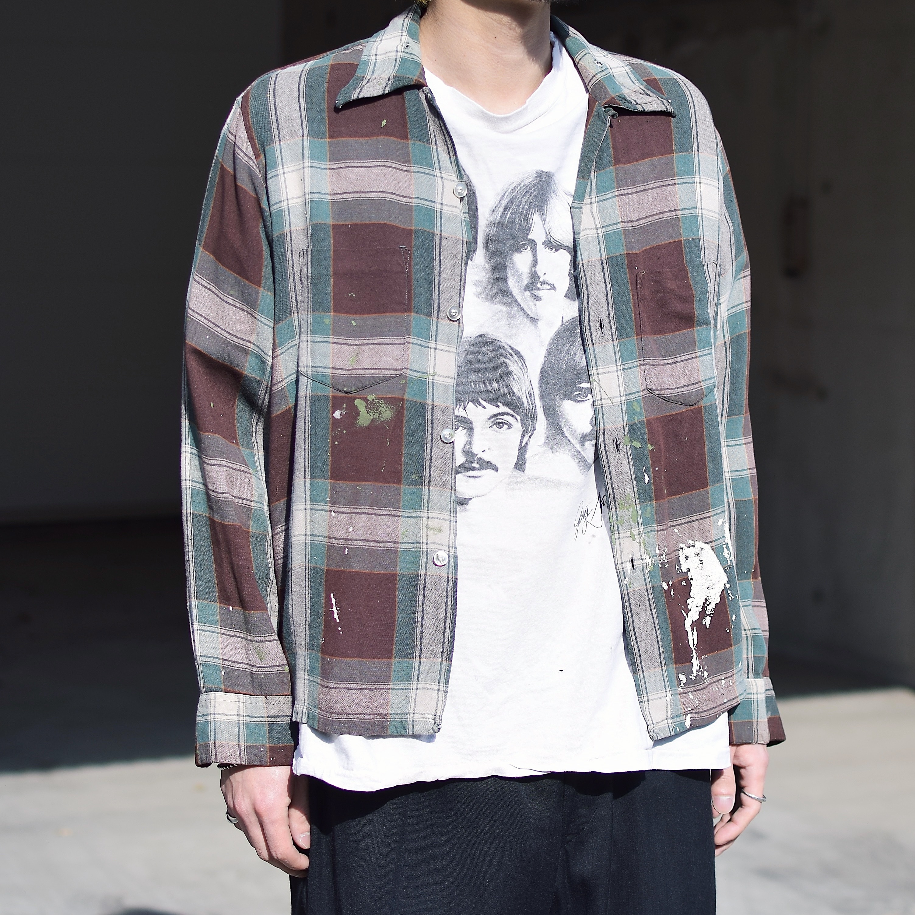 Vintage 60's【GRANELLA】Grunge Rayon Check Shirt の画像 3