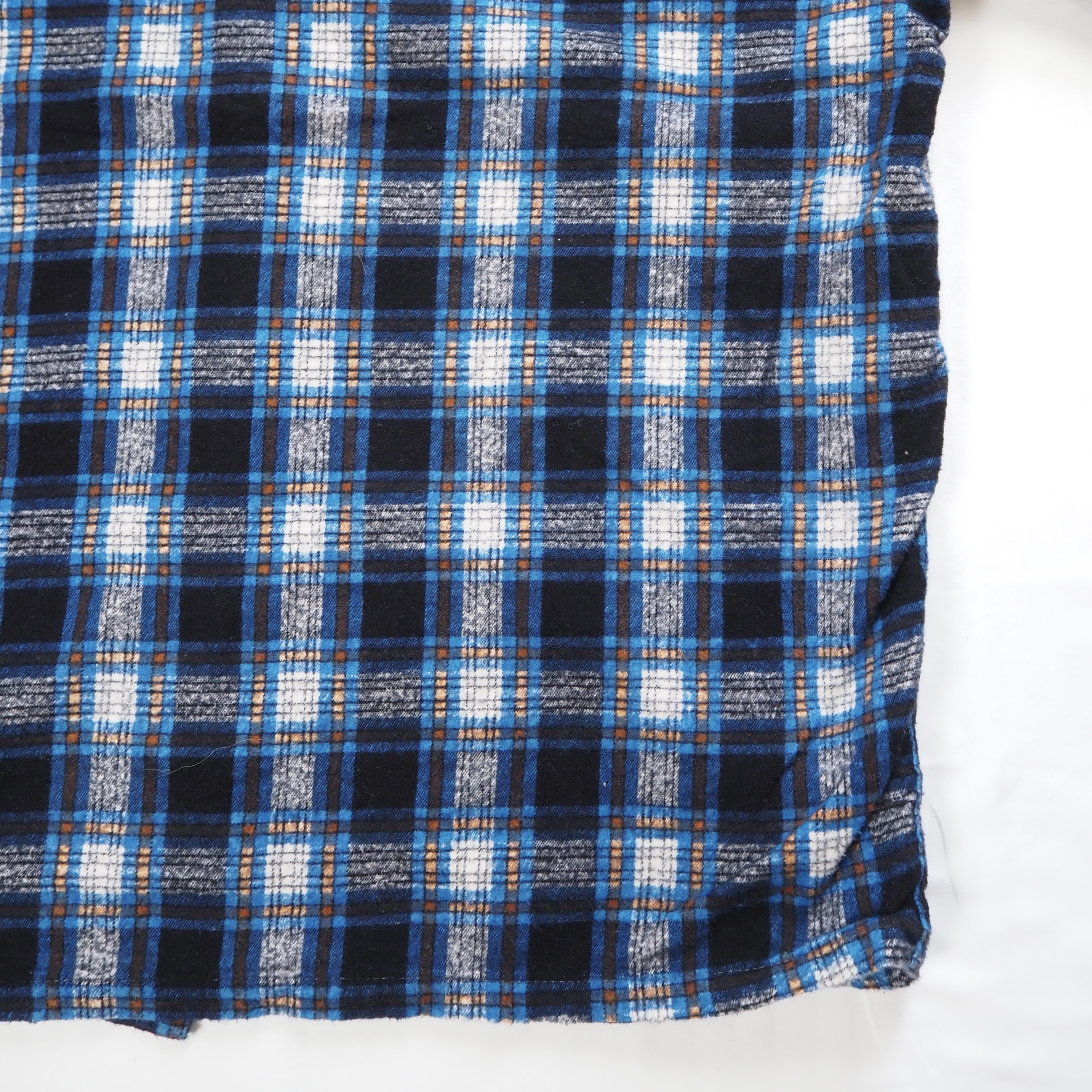 60’s Dan River Fabric プリントネル ブルー×ブラック  Mサイズ程度 の画像 14