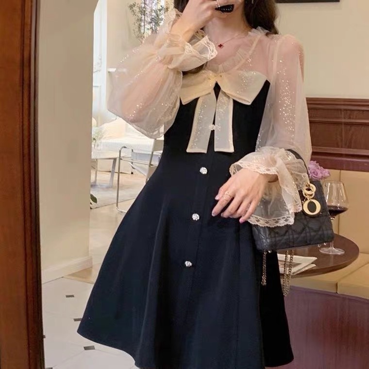 フレンチガーリー シアーリボン切り替えワンピース A0850 Retro N フレンチガーリー シアーリボン切り替えワンピース A0850 Retro N