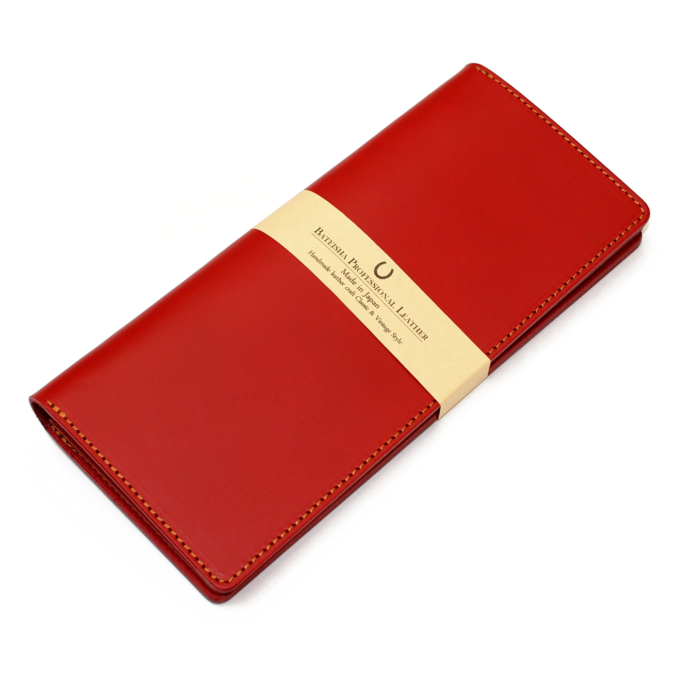 牛革レッド シンプル長財布 国産牛本革 Made In Japan Bateisha 馬蹄舎プロフェッショナルレザー 牛革レッド シンプル長財布 国産牛本革 Made In Japan Bateisha 馬蹄舎プロフェッショナルレザー