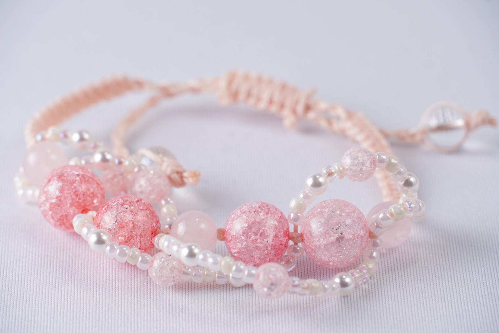恋愛成就のお守り マクラメ編み ローズクォーツ 天然石パワーストーンブレスレット Joyce ジョイス 天然石 パワーストーン ブレスレット
