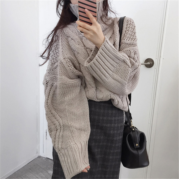 ざっくり ニット ケーブル編み タートルネック ゆったり オーバーサイズ 秋冬 トレンド スモーキーカラー 18aw0068 Ayumina ざっくり ニット ケーブル編み タートルネック ゆったり オーバーサイズ 秋冬 トレンド スモーキーカラー 18aw0068 Ayumina