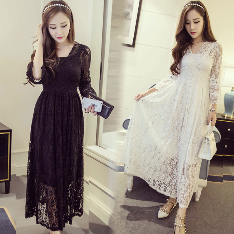 パーティードレス ロングドレス ロングワンピース レースワンピース ハイウエスト ロング丈 シースルー お呼ばれ 二次会 Shop Suba