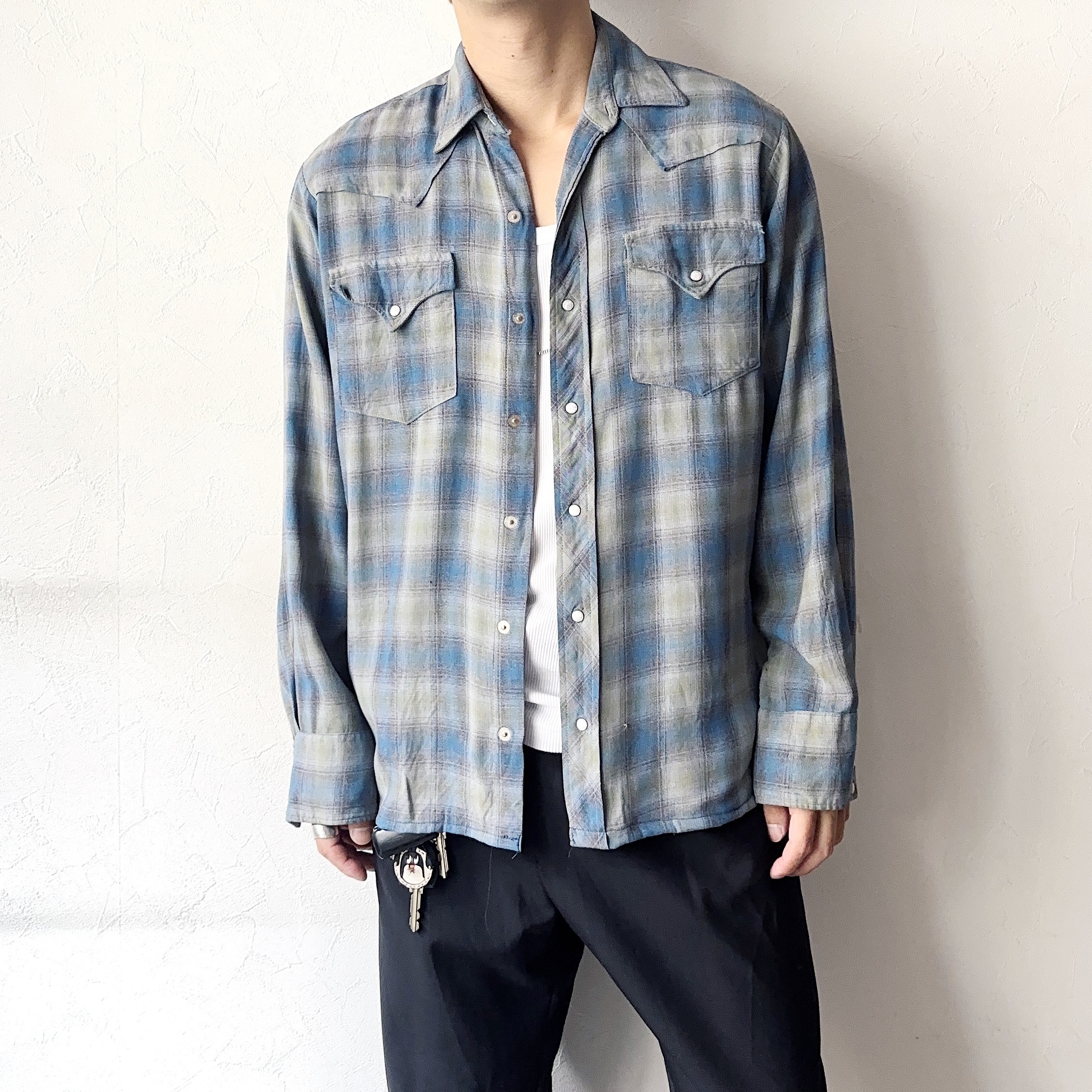 Vintage 60～70's Rayon Check Western Shirt の画像 3
