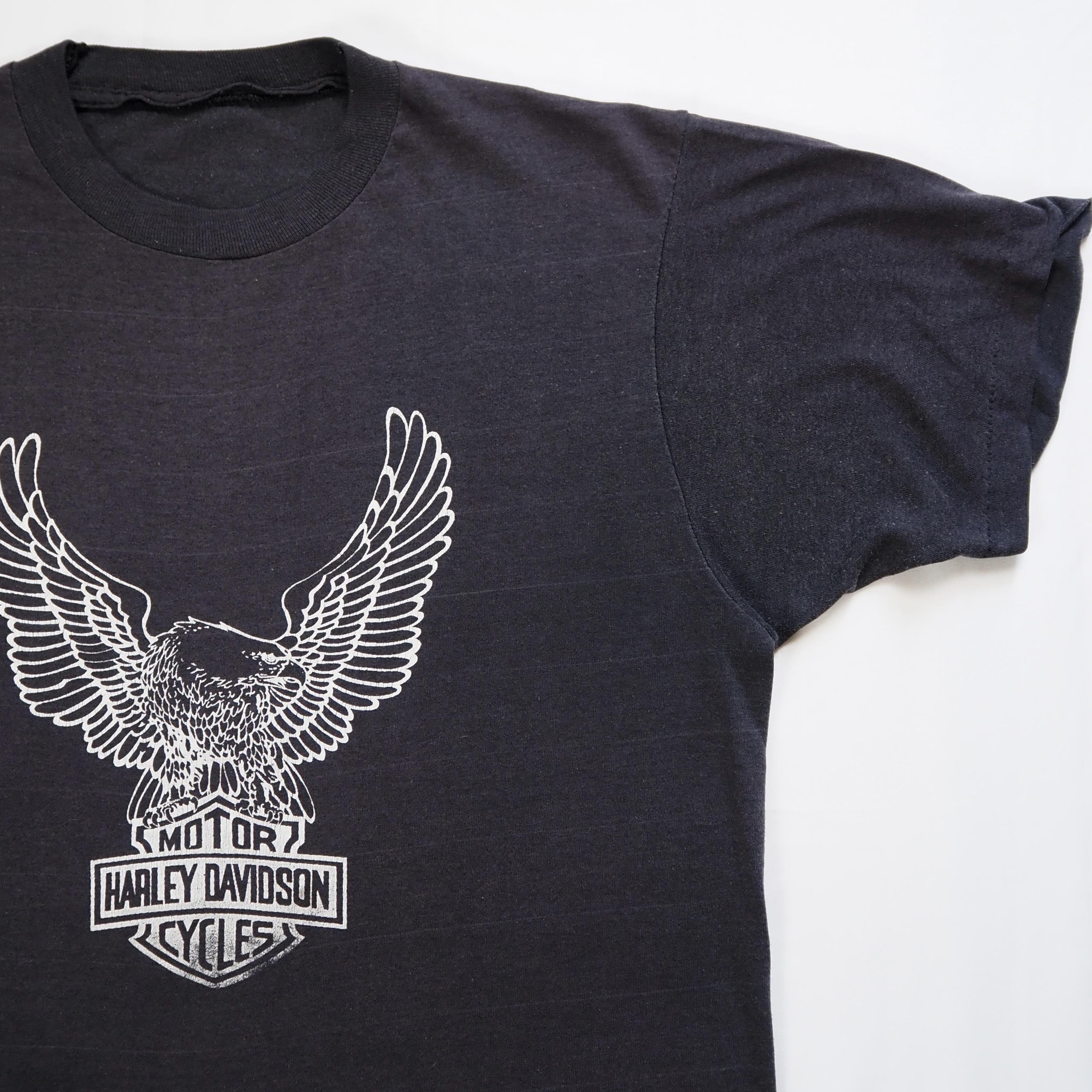 80’s Harley Davidson Print Tee フェードブラック S-Mサイズ程度 の画像 4