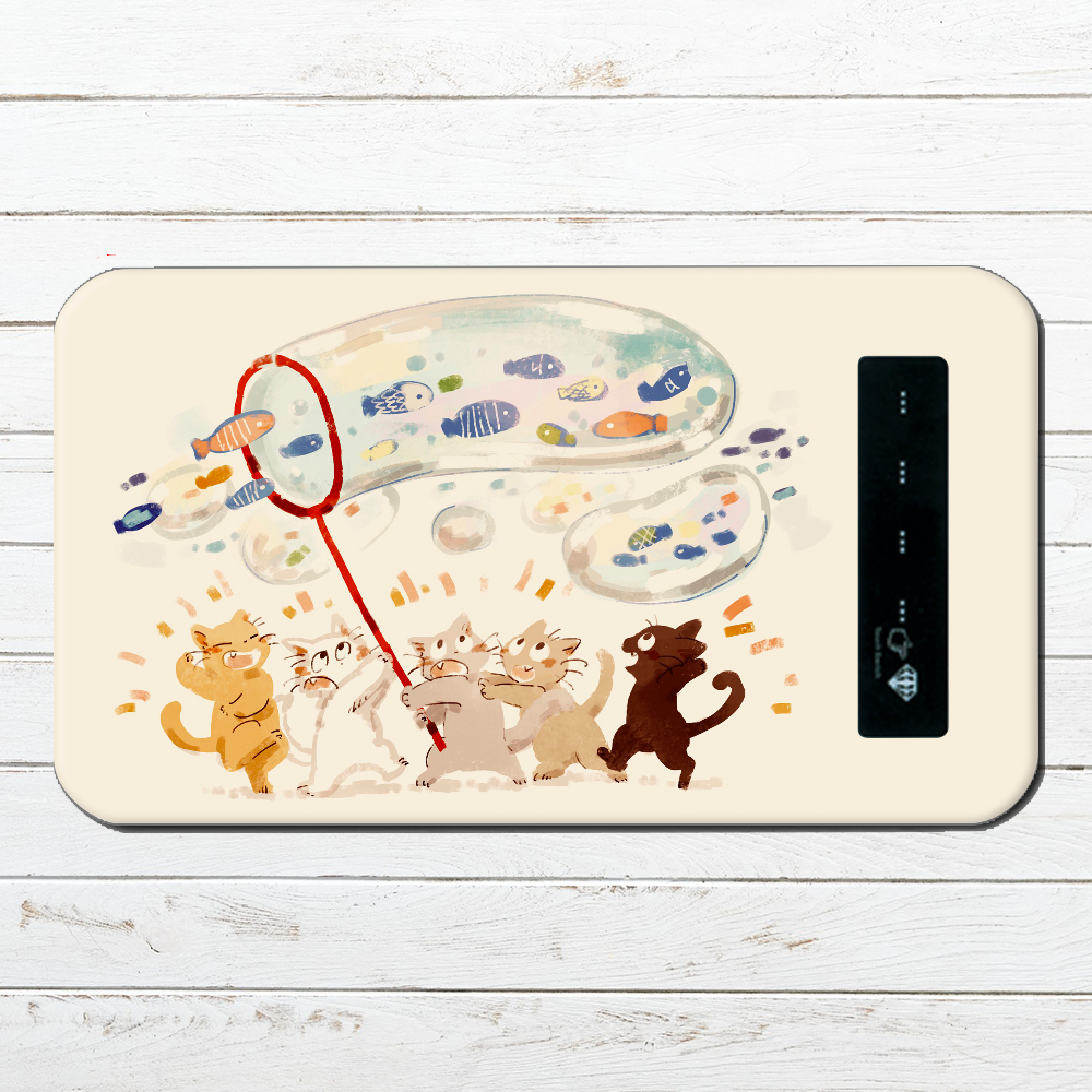 モバイルバッテリー お魚ーーー 作 もなか 猫 ねこ モバイルバッテリー ネコ かわいい 動物 Iphone スマホ 充電器 おしゃれ でかわいいiphoneケース スマホケース Tシャツ かっこいいイラストのクリエイターグッズ専門 雑貨屋アリうさ