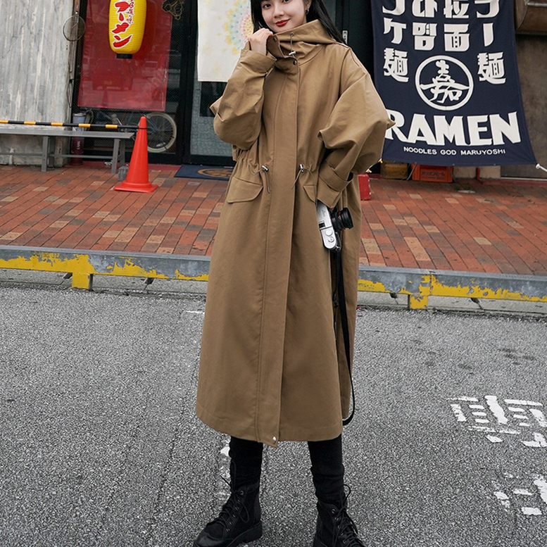 クリアランスお得セール ロングトレンチコート レディース 春 ブラウン ネイビー 茶色 紺 大きいサイズ フード付き 正規品販売中 Ssl Daikyogo Or Jp