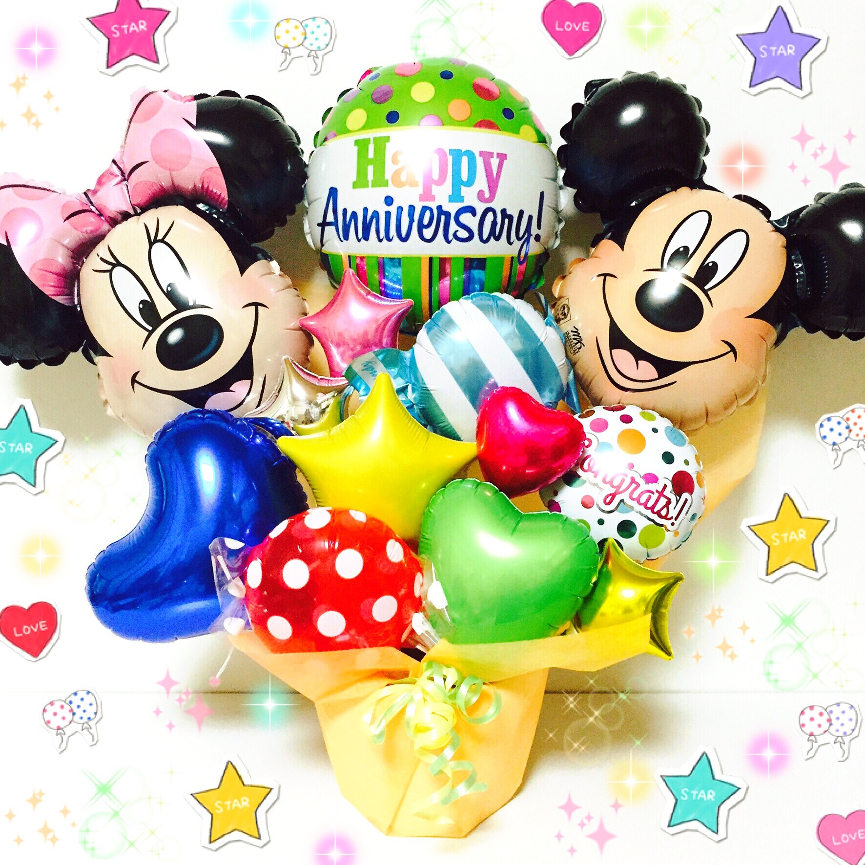 ミッキー ミニーちゃん お祝い 記念日に バルーンギフト 送料無料 M Zballoon エムズバルーン