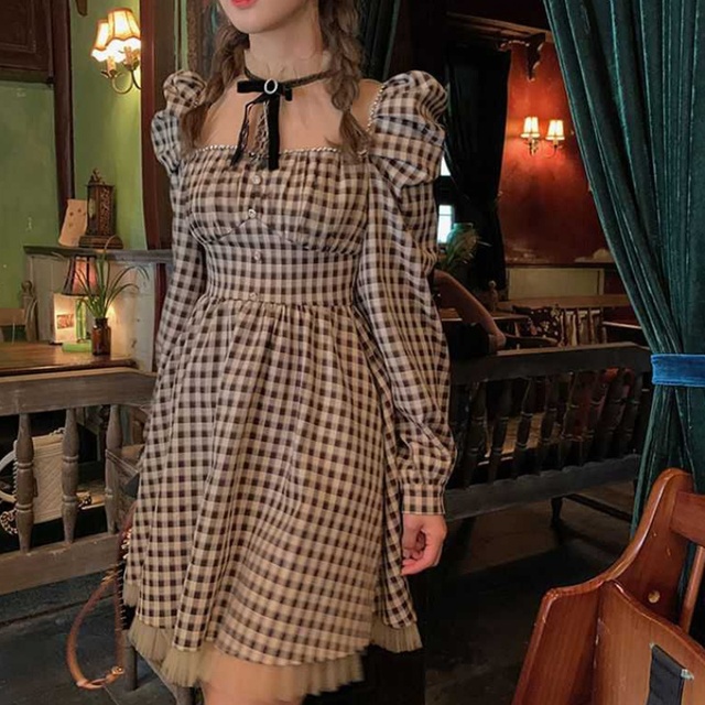 レディースファッション アンドロメダスカート ミニワンピース ギンガムチェック ガーリー 秋冬コーデ 新作 More Lluze モア ルーゼ