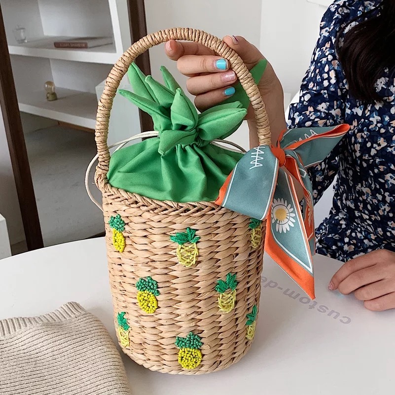 予約 パイナップル刺繍かごバッグ Mapretty 予約 パイナップル刺繍かごバッグ Mapretty