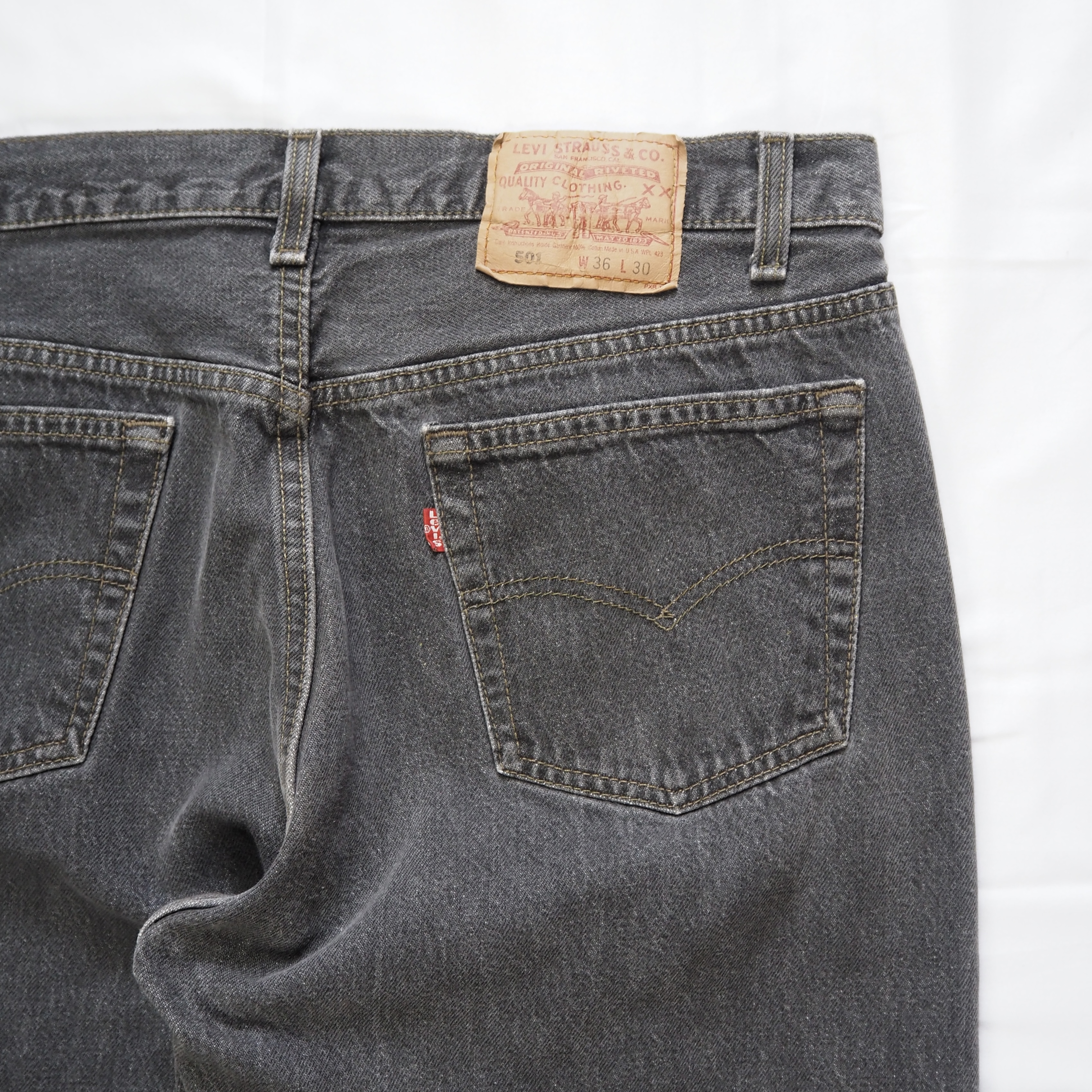 90’s Levi’s 501 先染めブラックデニム 36×30 の画像 15