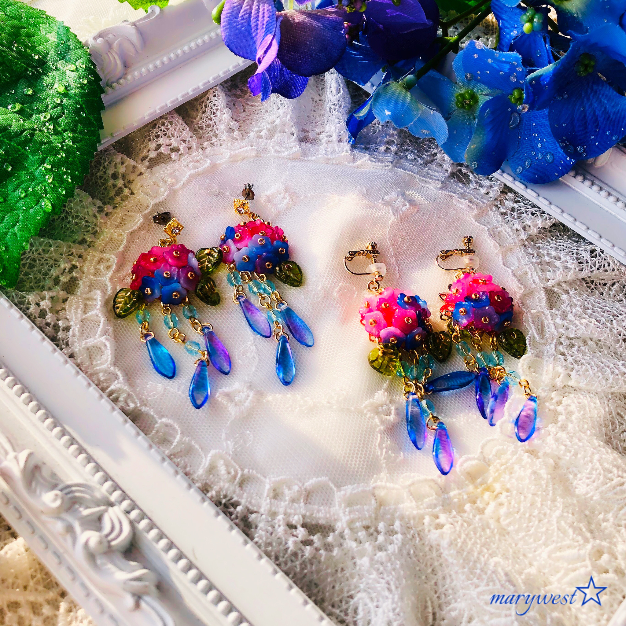 金平糖の紫陽花イヤリング ピアス Marywest