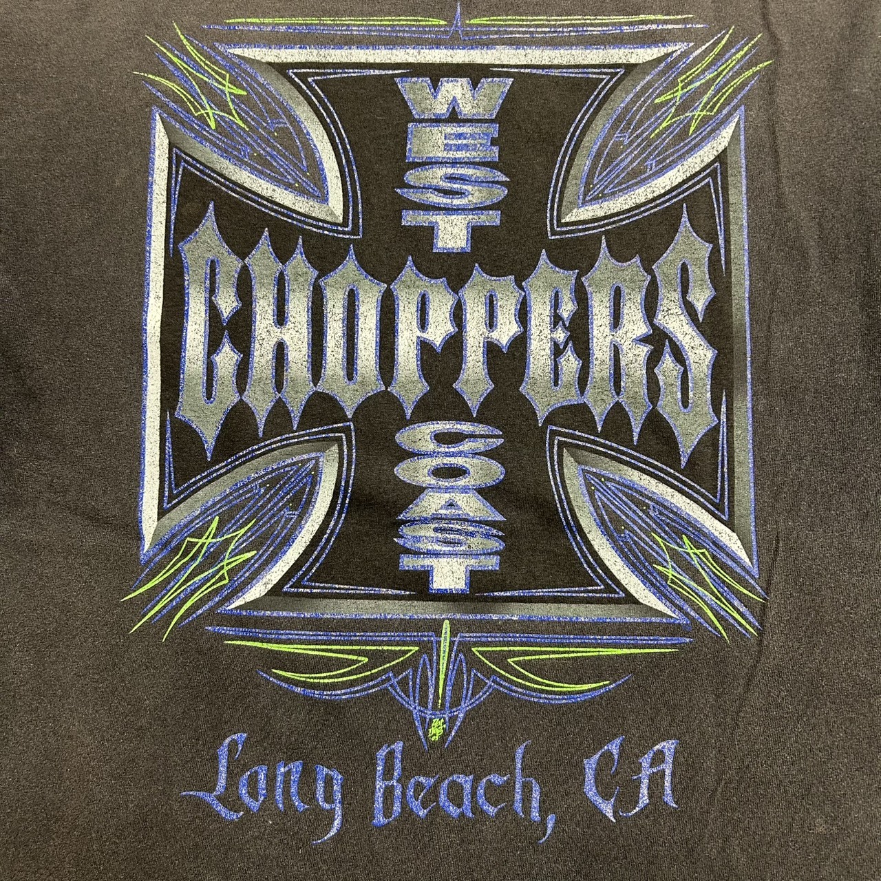 00s West Coast Choppers Iron Cross Fade T-Shirt Distressed L の画像 4