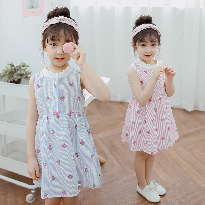 お取り寄せ 女の子 ノースリーブ いちご柄 ワンピース 238 Fleafly