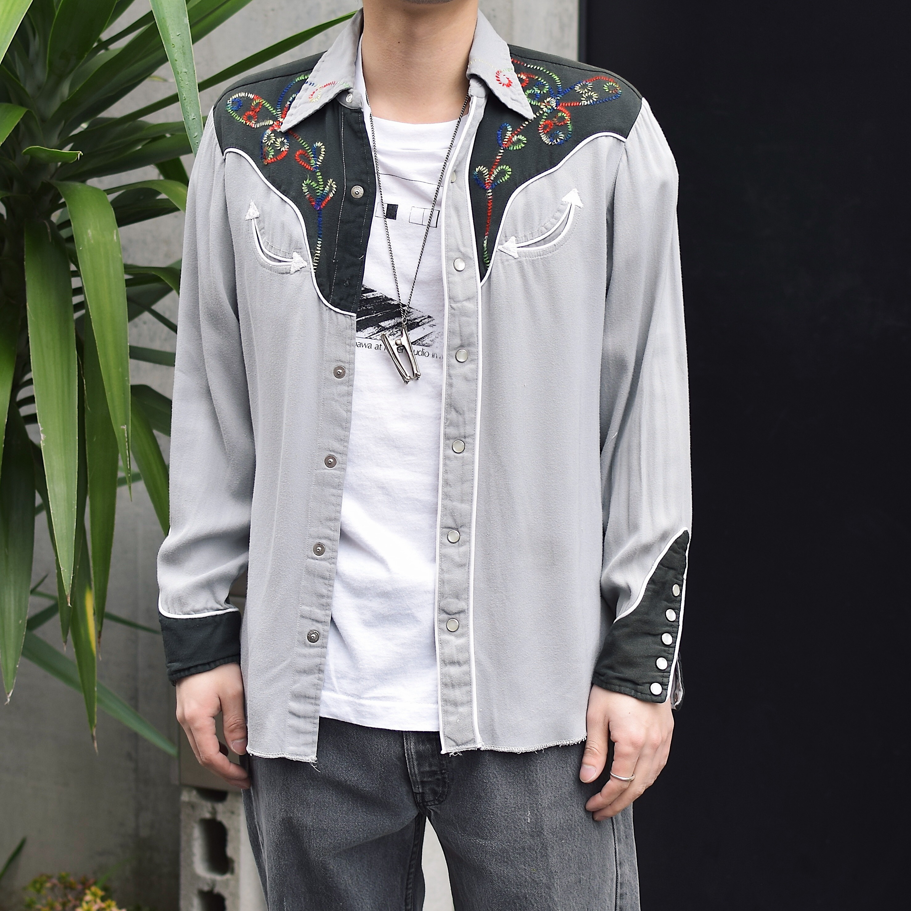 Vintage 50's【H BAR C】Rayon Gabardine Western Shirt の画像 3