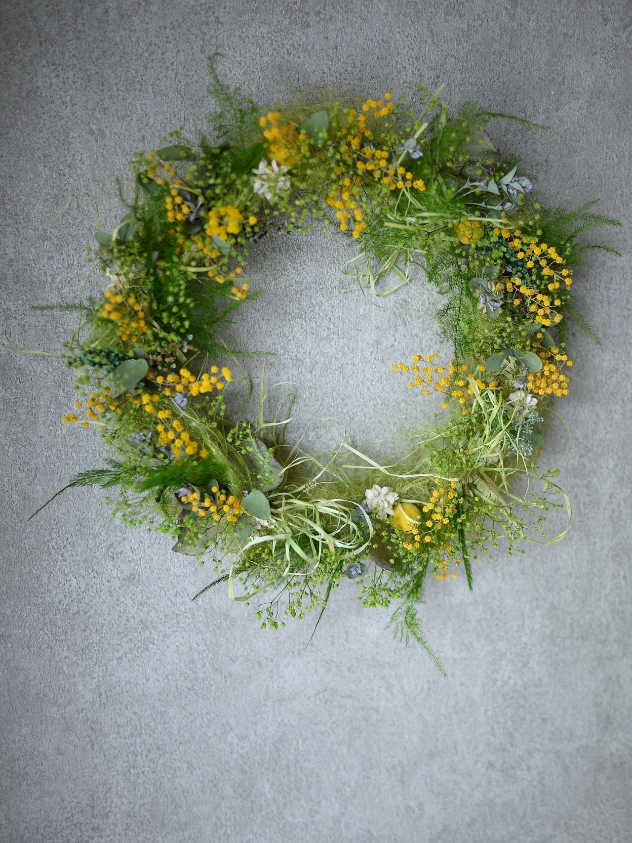 ドライフラワーリース ミモザとかすみ草 Cottontail