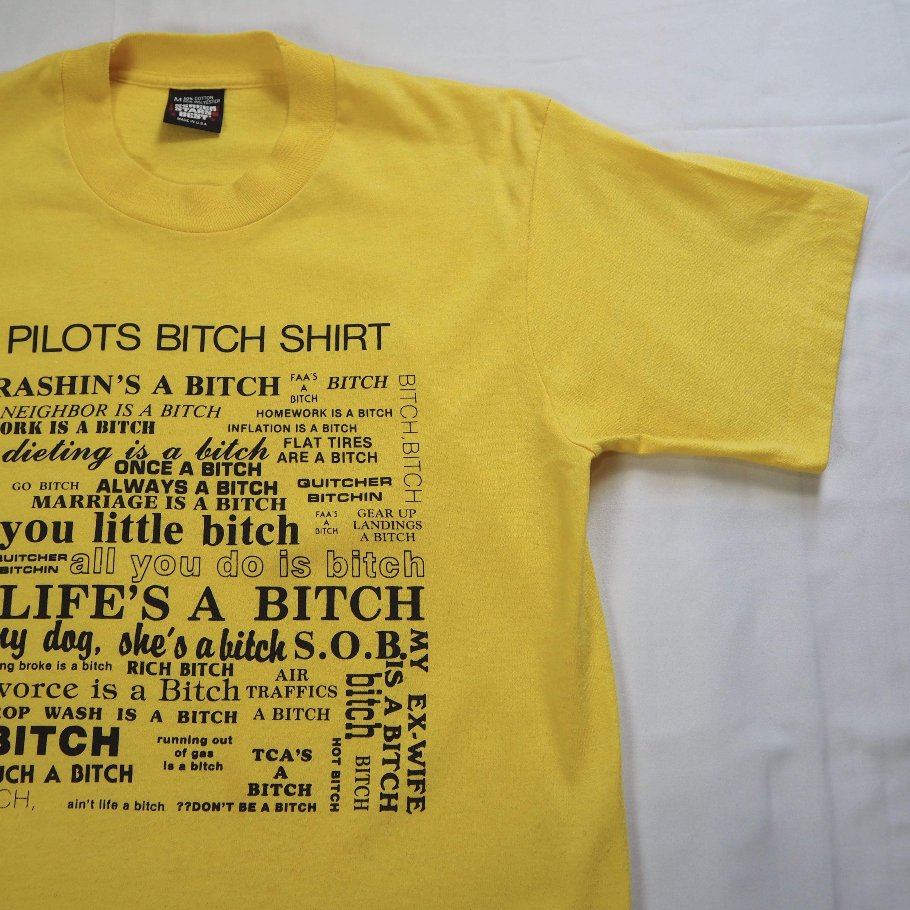 90’s スクリーンスターズ ビッチTシャツ イエロー Mサイズ の画像 5