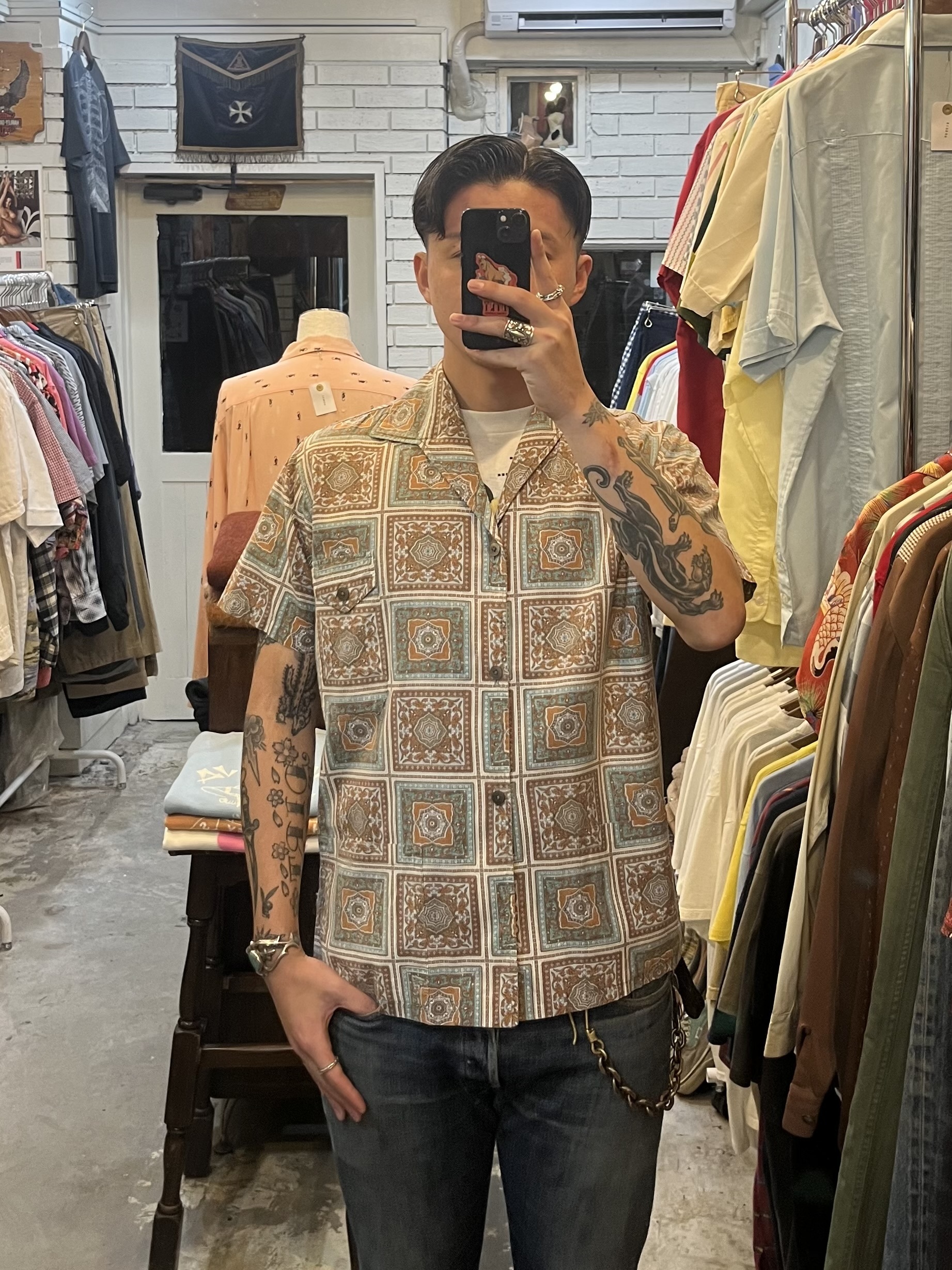 50’s Summit コットンシャツ イタリアンカラー Mサイズ の画像 3