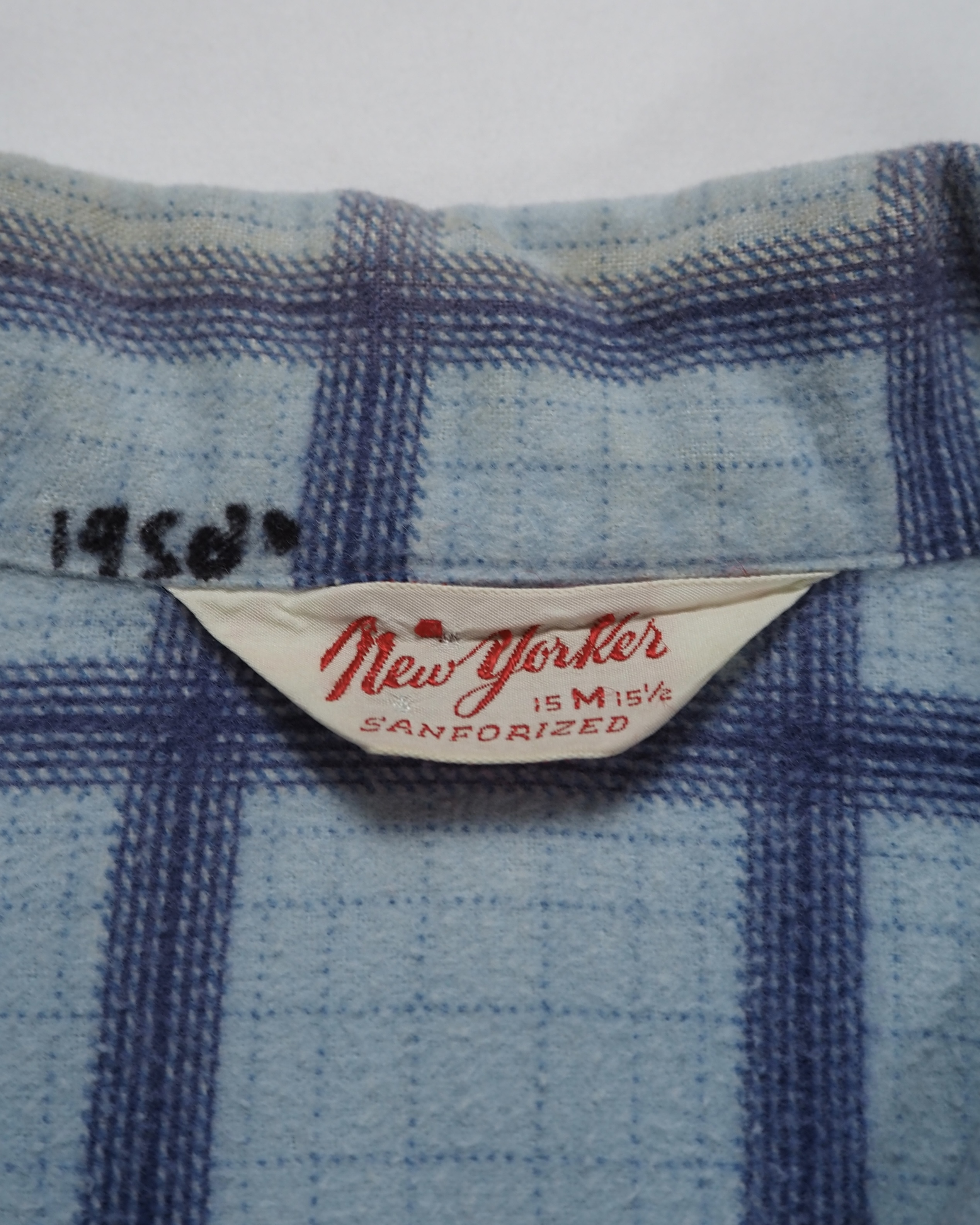 50’s プリントフランネルシャツ ライトブルー Mサイズ の画像 13