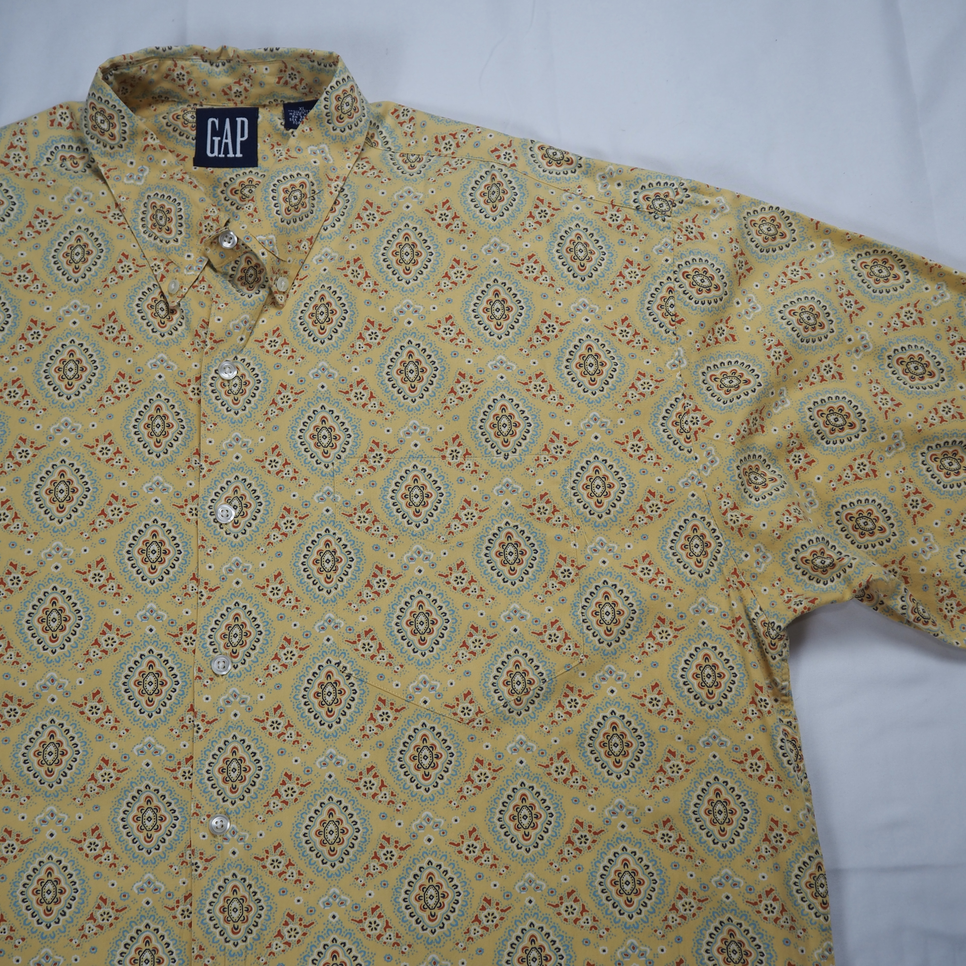 90’s OLD GAP コットンシャツ XL イエロー の画像 8