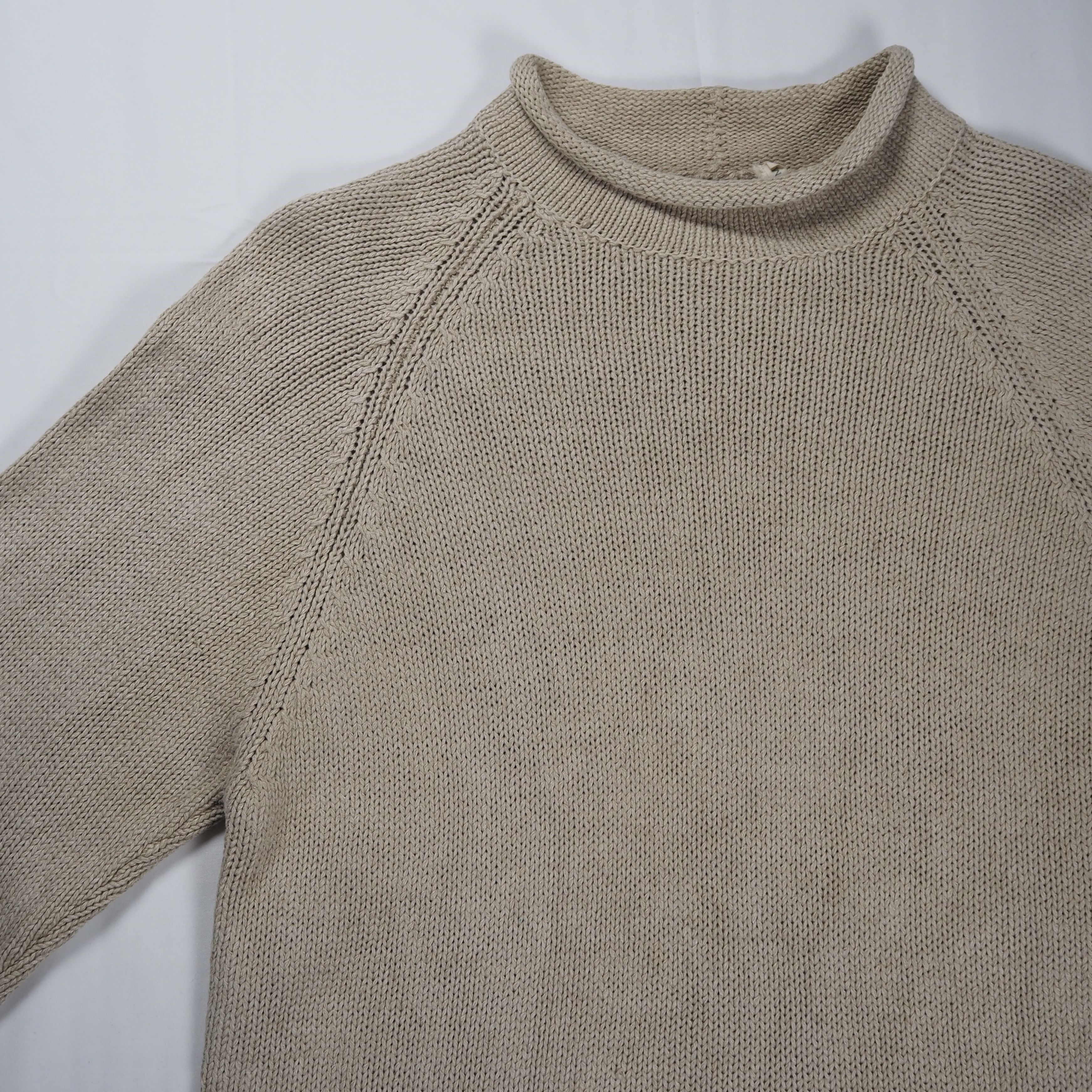90’s J.Crew ロールネックニット コットンリネン Mサイズ の画像 2