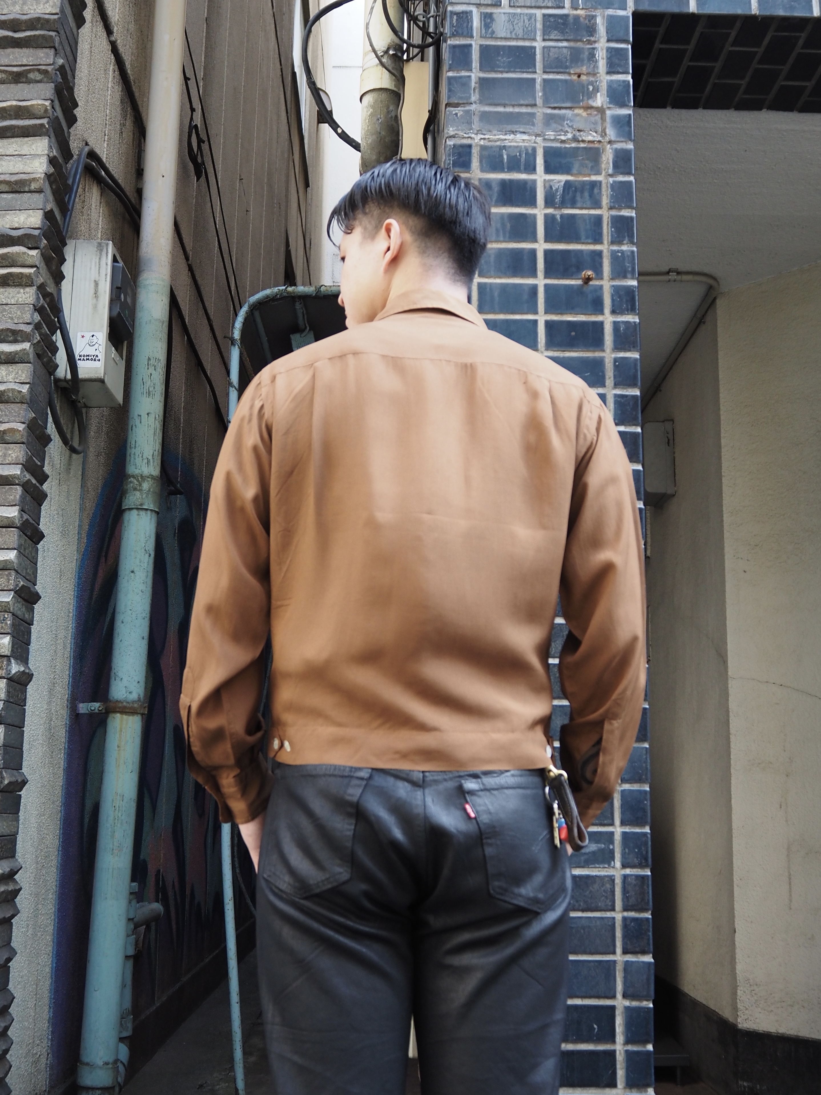 50’s 100%シルクシャツ ストライプ の画像 3