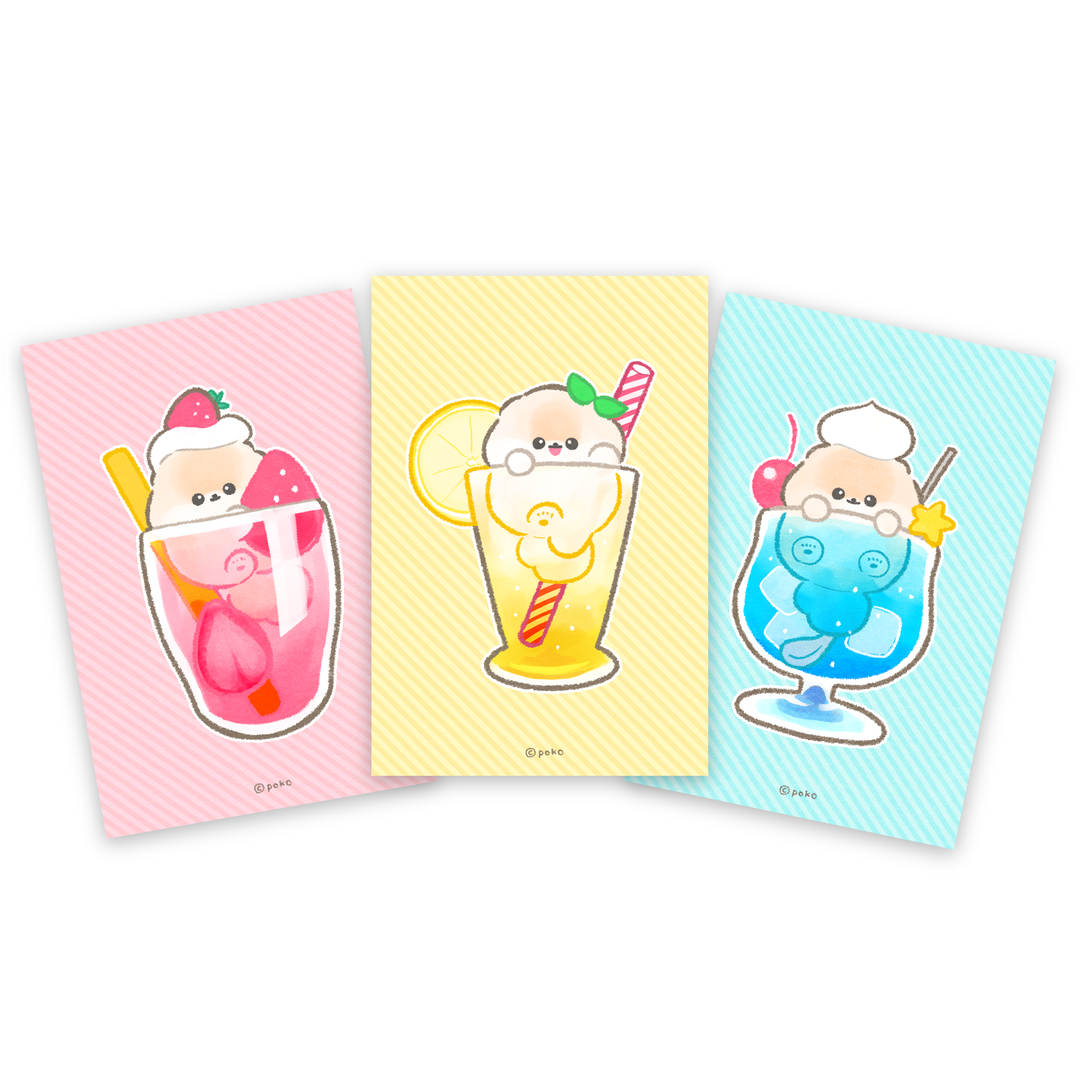 【ポストカード　３種類セット】ポメラニアンのぽぽち