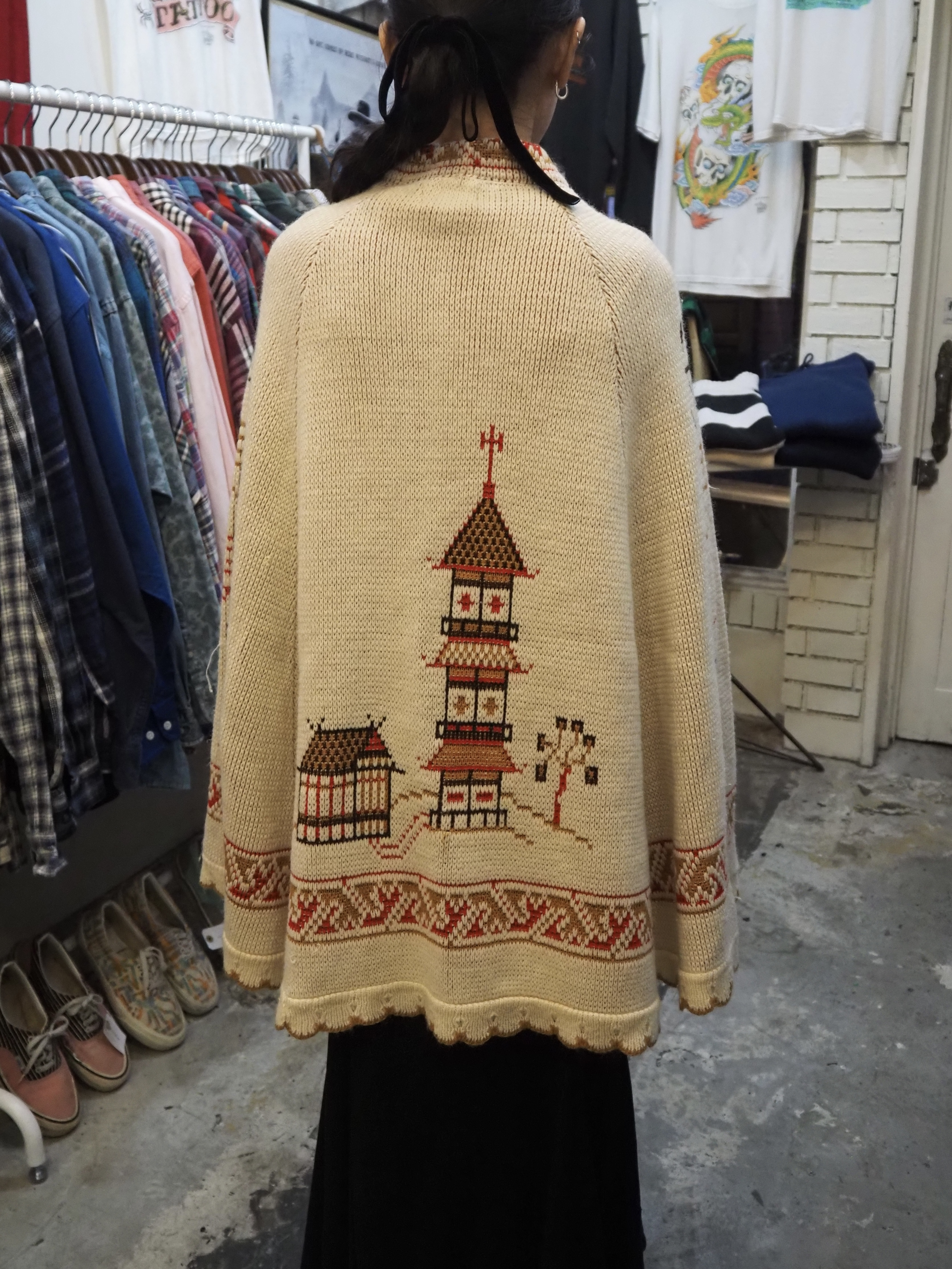 60’s アクリルニットポンチョ の画像 3