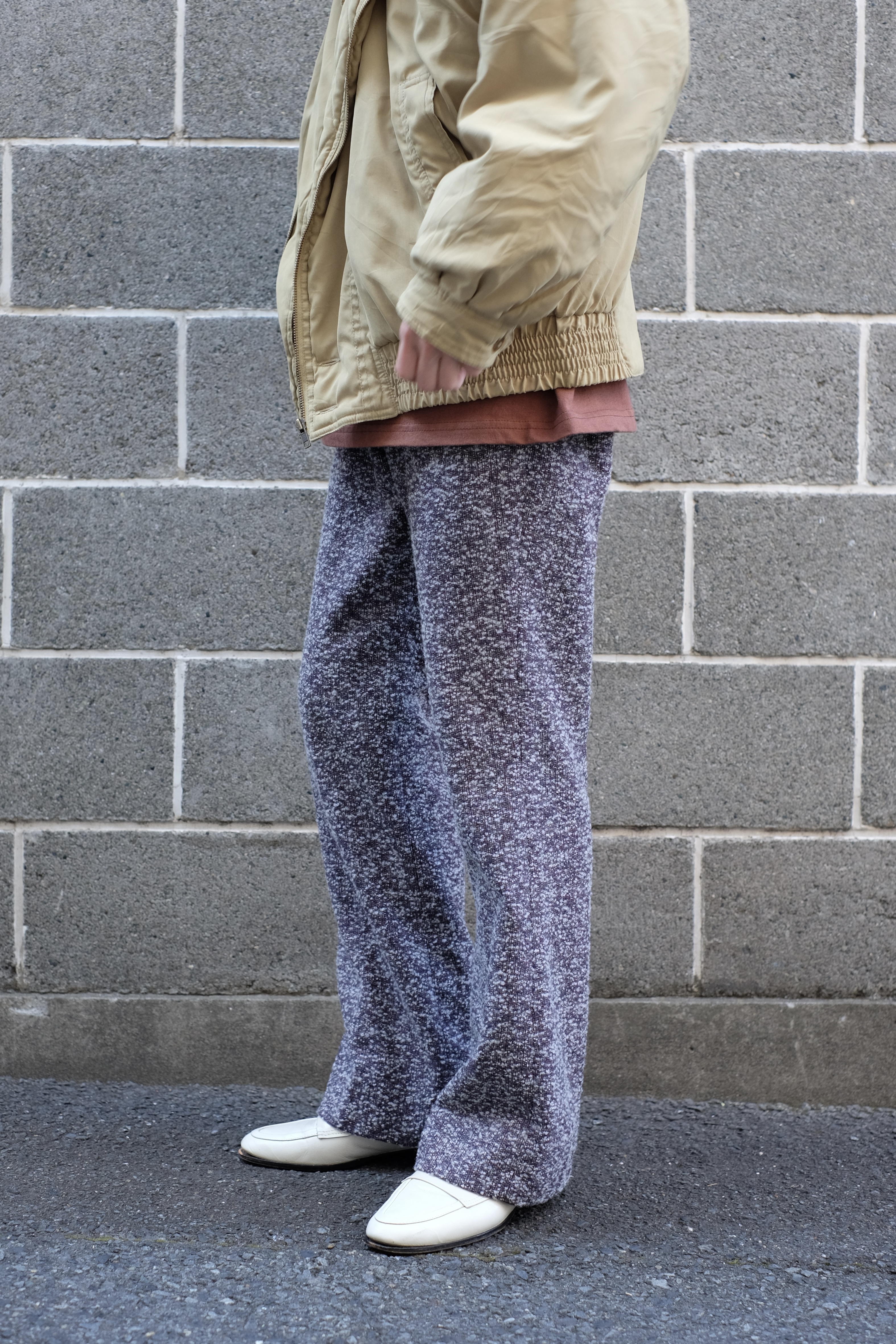 70s “ tweed fabric “ euro flare pants の画像 2