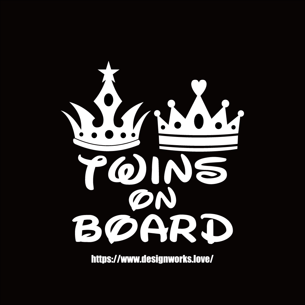 全10色 Twins On Board プリンス プリンセス 王冠 ステッカー Designworks 全10色 Twins On Board プリンス プリンセス 王冠 ステッカー Designworks