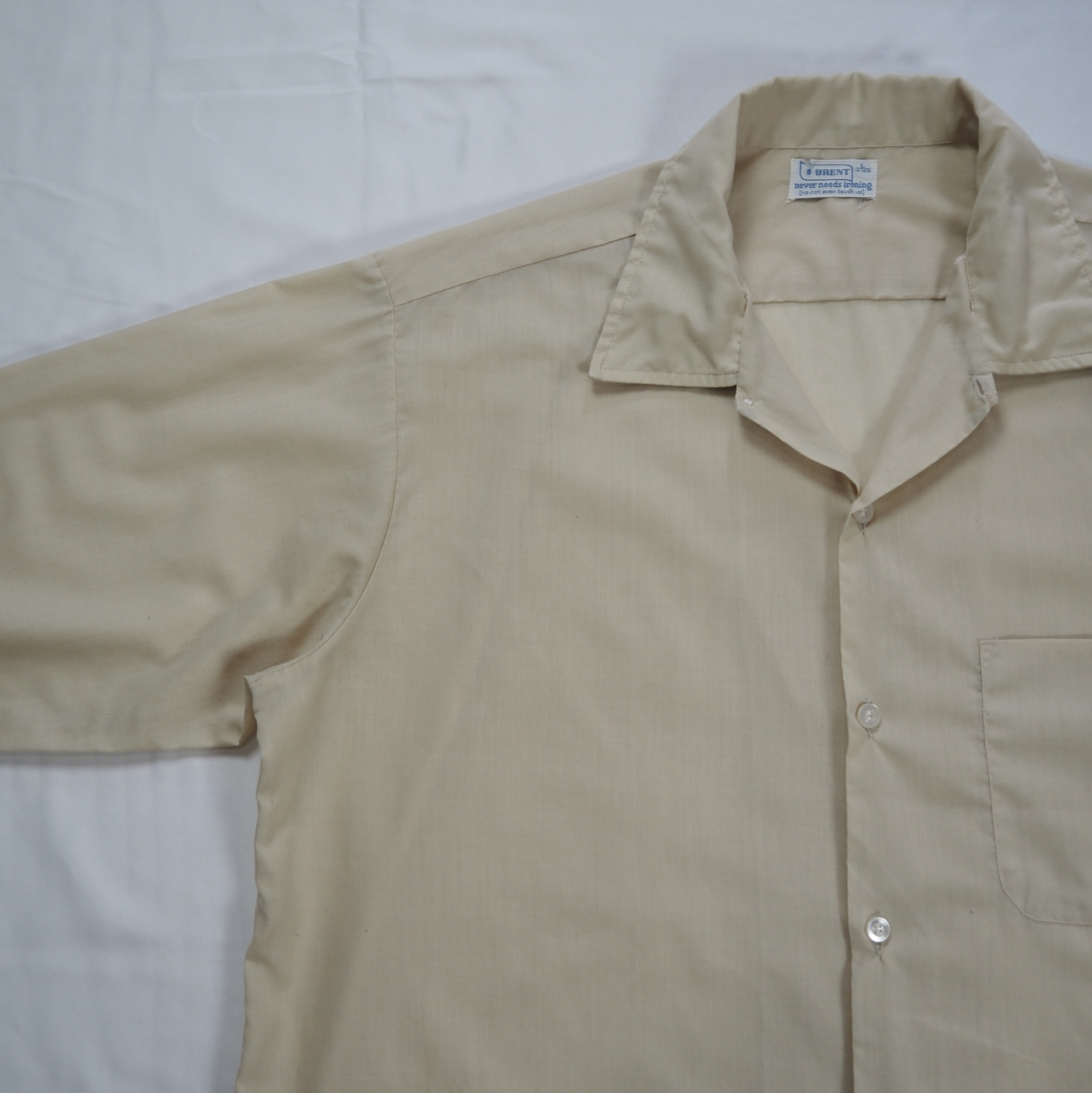 60’s-70’s Brent ポリコットンシャツ 開襟ボックス Lサイズ の画像 7
